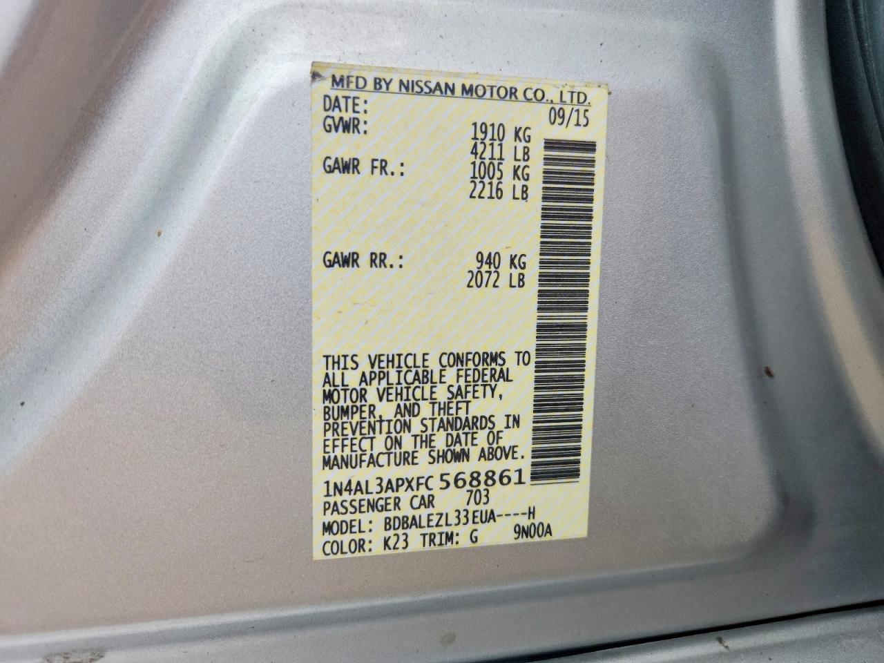2015 Nissan Altima 2.5 S Silver vin: 1N4AL3APXFC568861