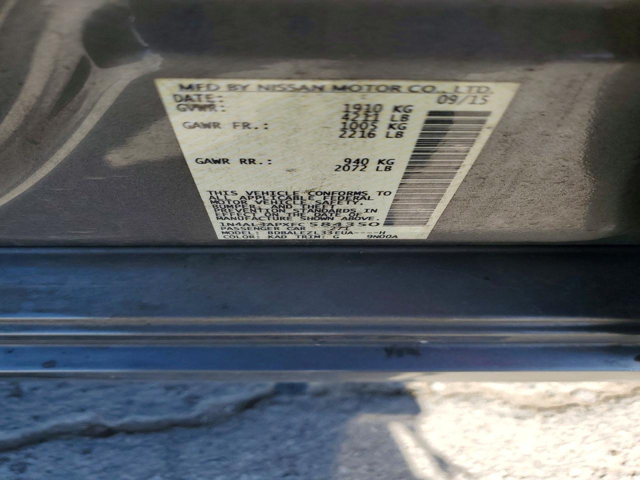 2015 Nissan Altima 2.5 S Gray vin: 1N4AL3APXFC584350
