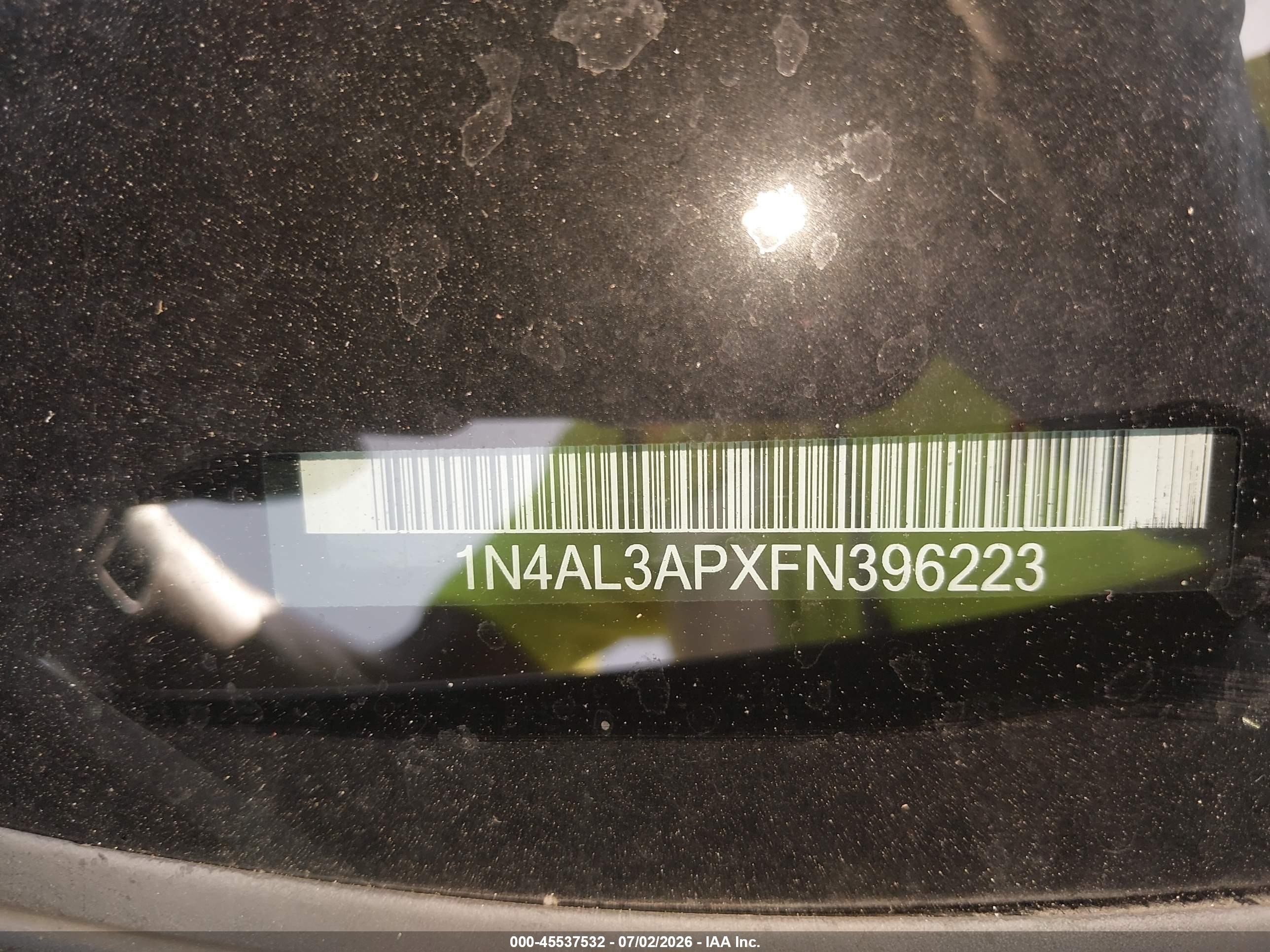 2015 Nissan Altima 2.5 Sl Black vin: 1N4AL3APXFN396223