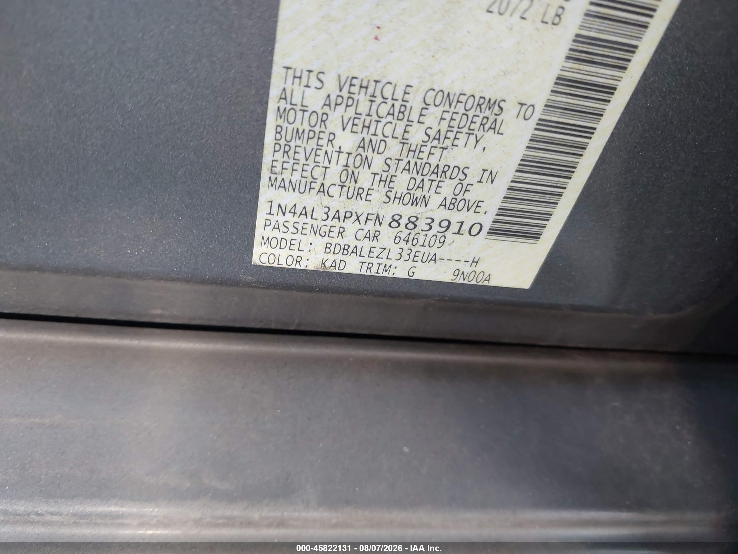 2015 Nissan Altima 2.5 S Gray vin: 1N4AL3APXFN883910