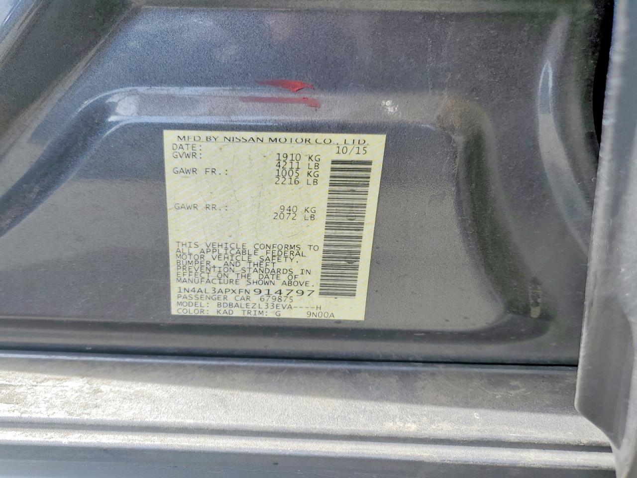 2015 Nissan Altima 2.5 S Silver vin: 1N4AL3APXFN914797