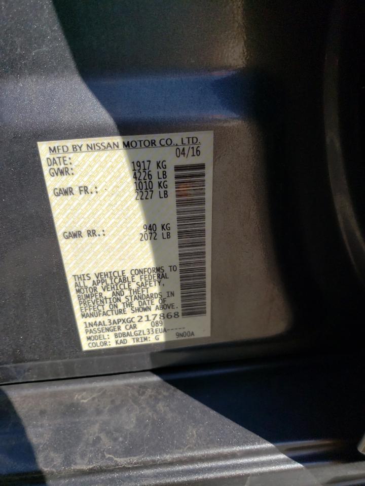 2016 Nissan Altima 2.5 Charcoal vin: 1N4AL3APXGC217868