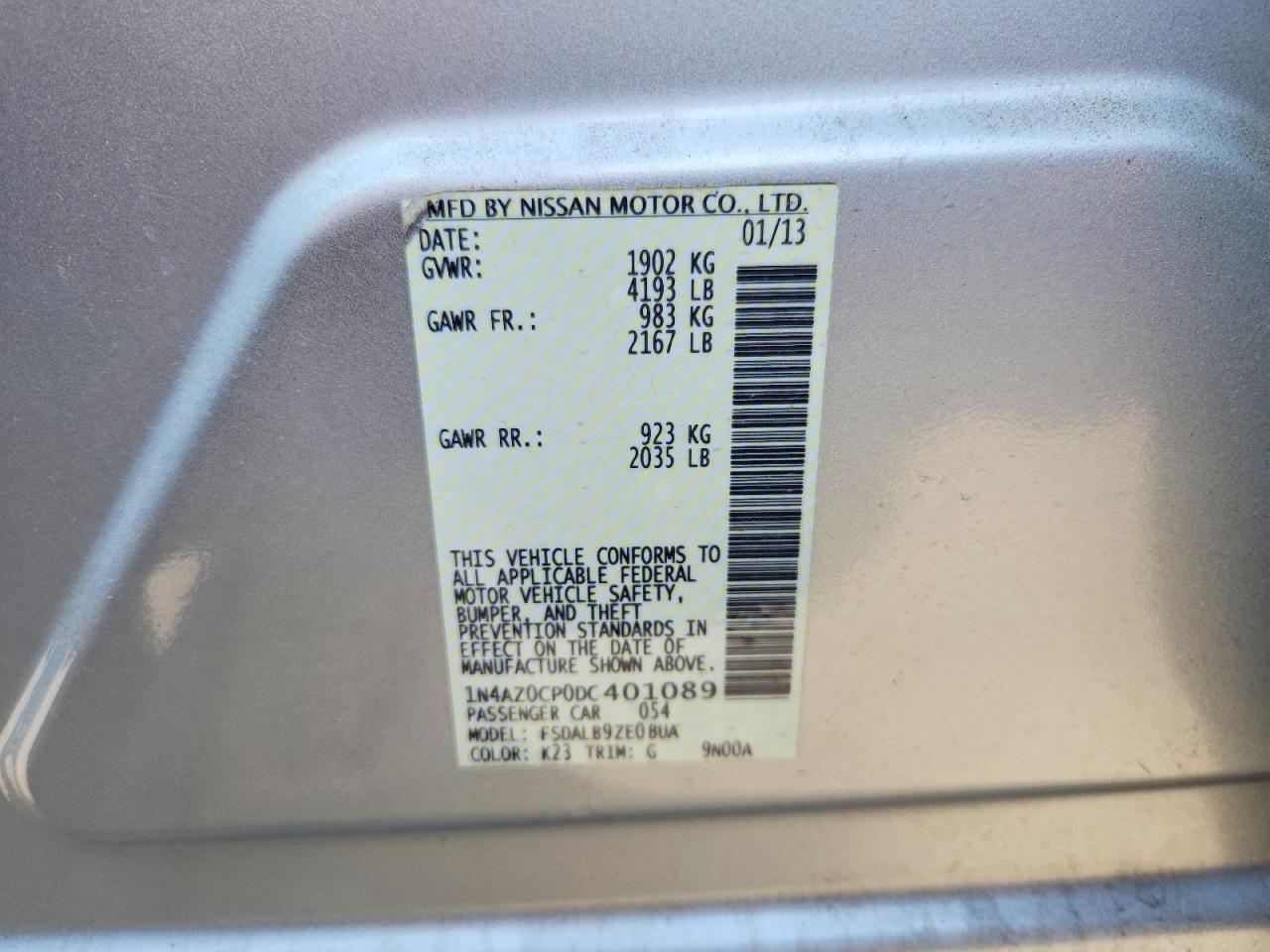 2013 Nissan Leaf Silver vin: 1N4AZ0CP0DC401089