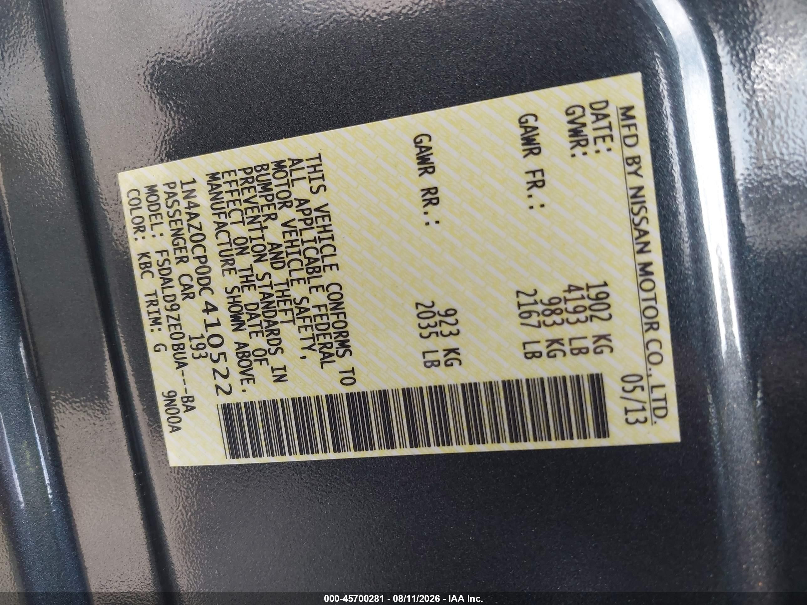 2013 Nissan Leaf Sv Серый vin: 1N4AZ0CP0DC410522