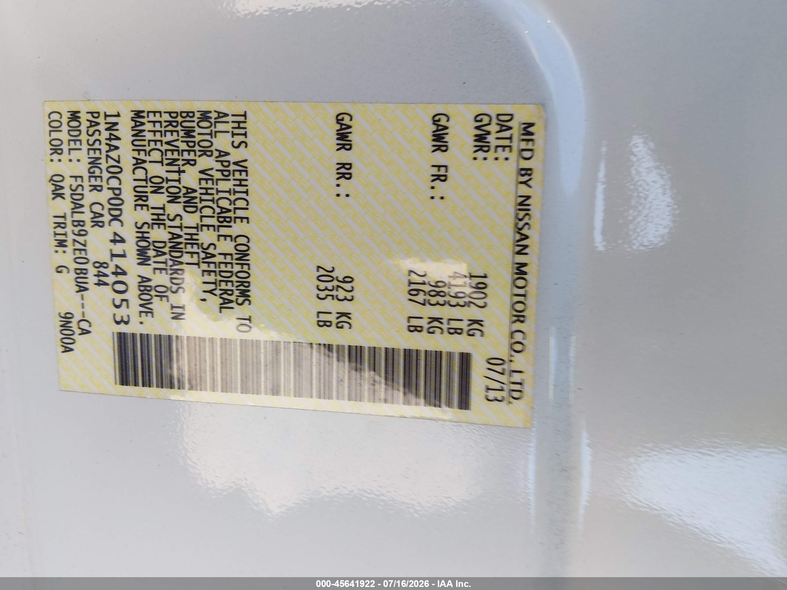 2013 Nissan Leaf S White vin: 1N4AZ0CP0DC414053