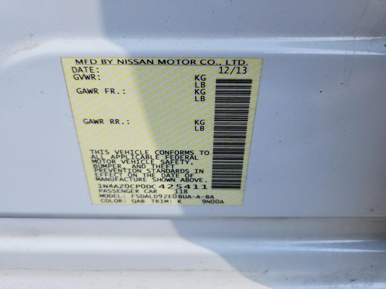 2013 Nissan Leaf S Белый vin: 1N4AZ0CP0DC425411