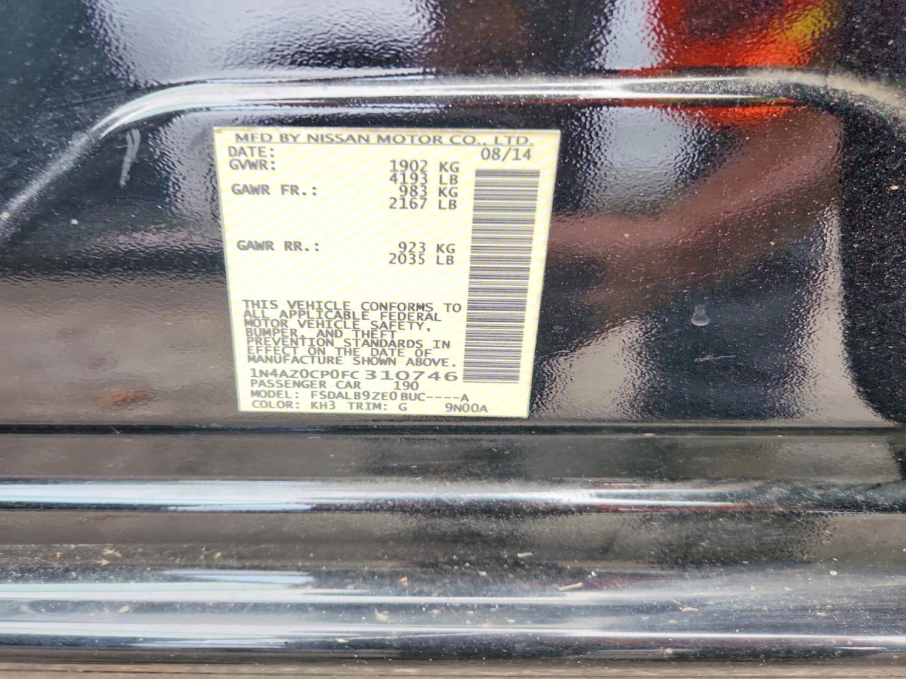 2015 Nissan Leaf S Black vin: 1N4AZ0CP0FC310746