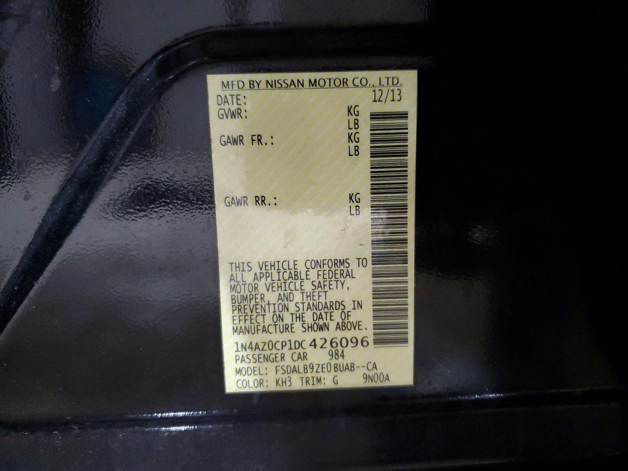 2013 Nissan Leaf S Black vin: 1N4AZ0CP1DC426096