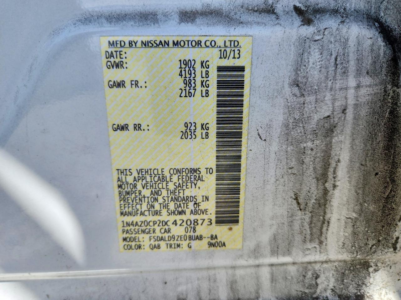 2013 Nissan Leaf S White vin: 1N4AZ0CP2DC420873