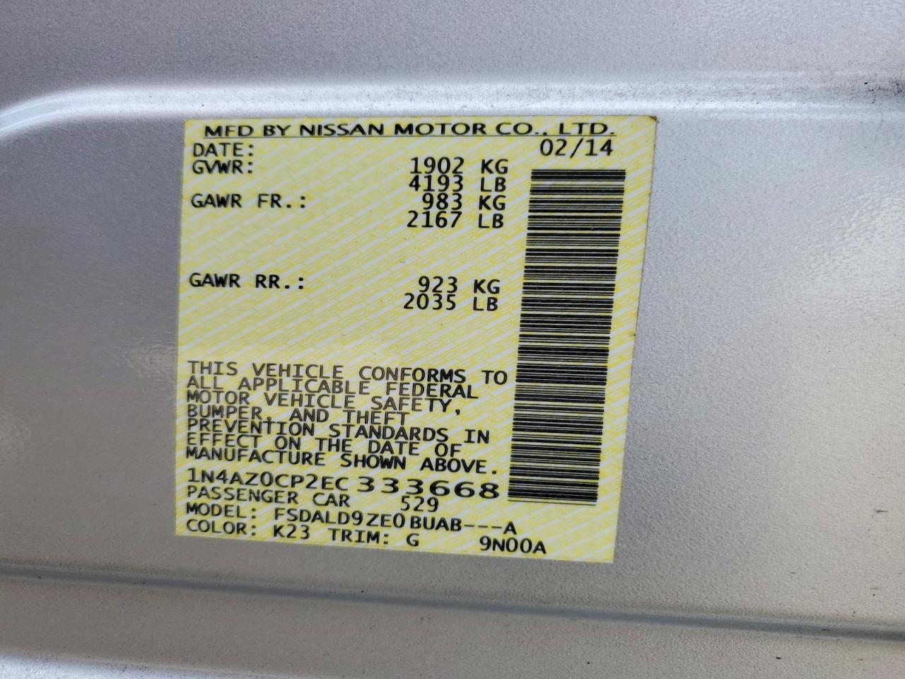2014 Nissan Leaf Sv Silver vin: 1N4AZ0CP2EC333668