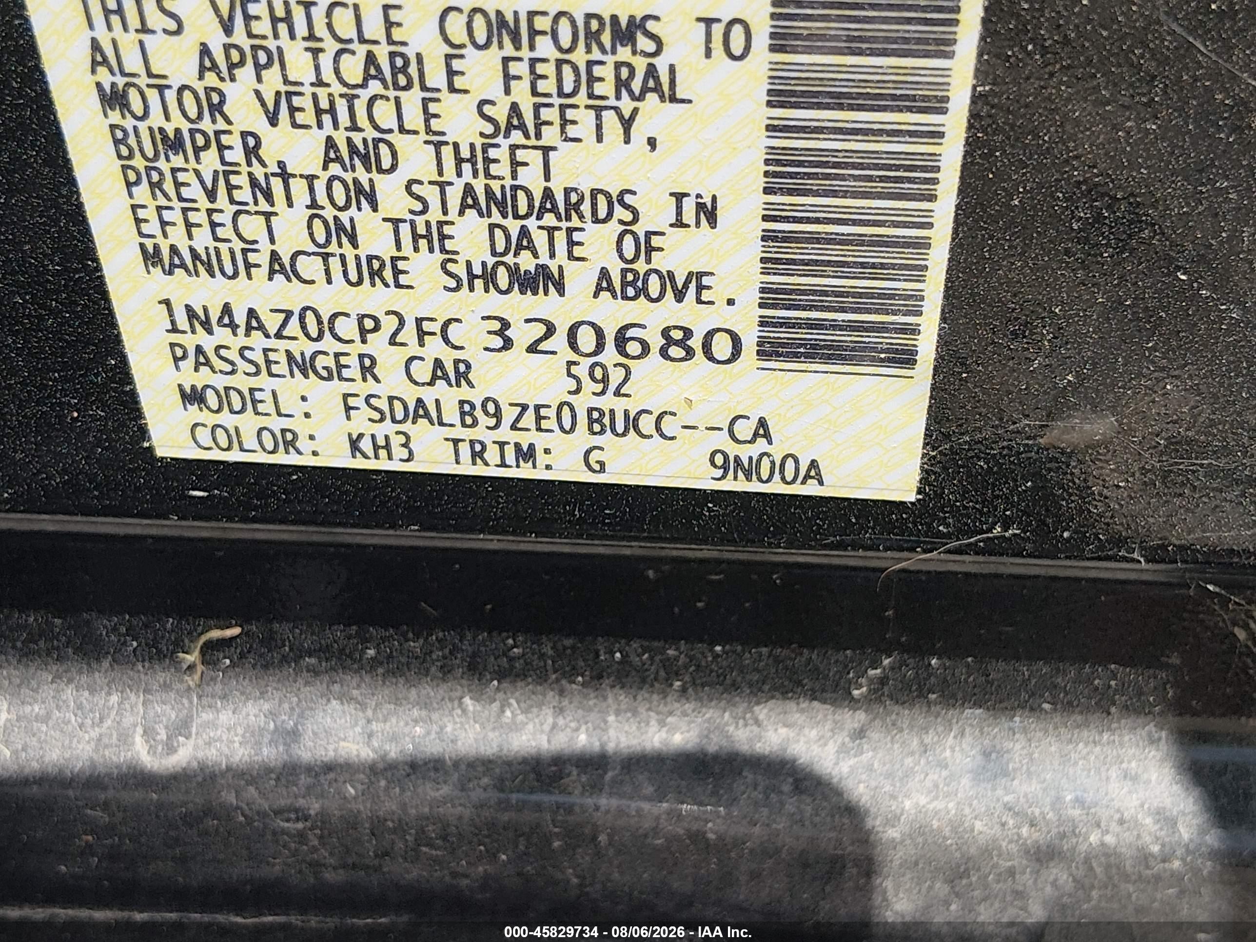 2015 Nissan Leaf S Black vin: 1N4AZ0CP2FC320680