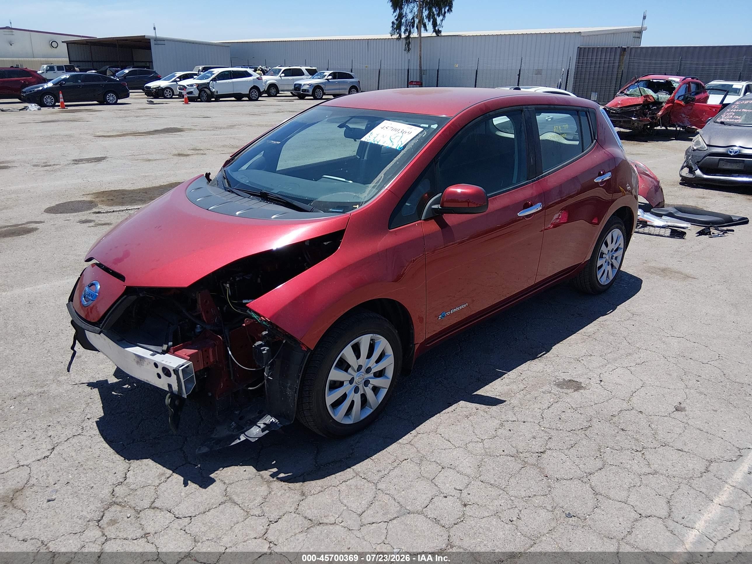 2013 Nissan Leaf S Burgundy vin: 1N4AZ0CP3DC401748