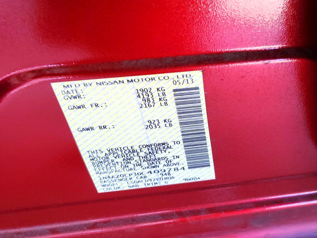 2013 Nissan Leaf S Красный vin: 1N4AZ0CP3DC409784