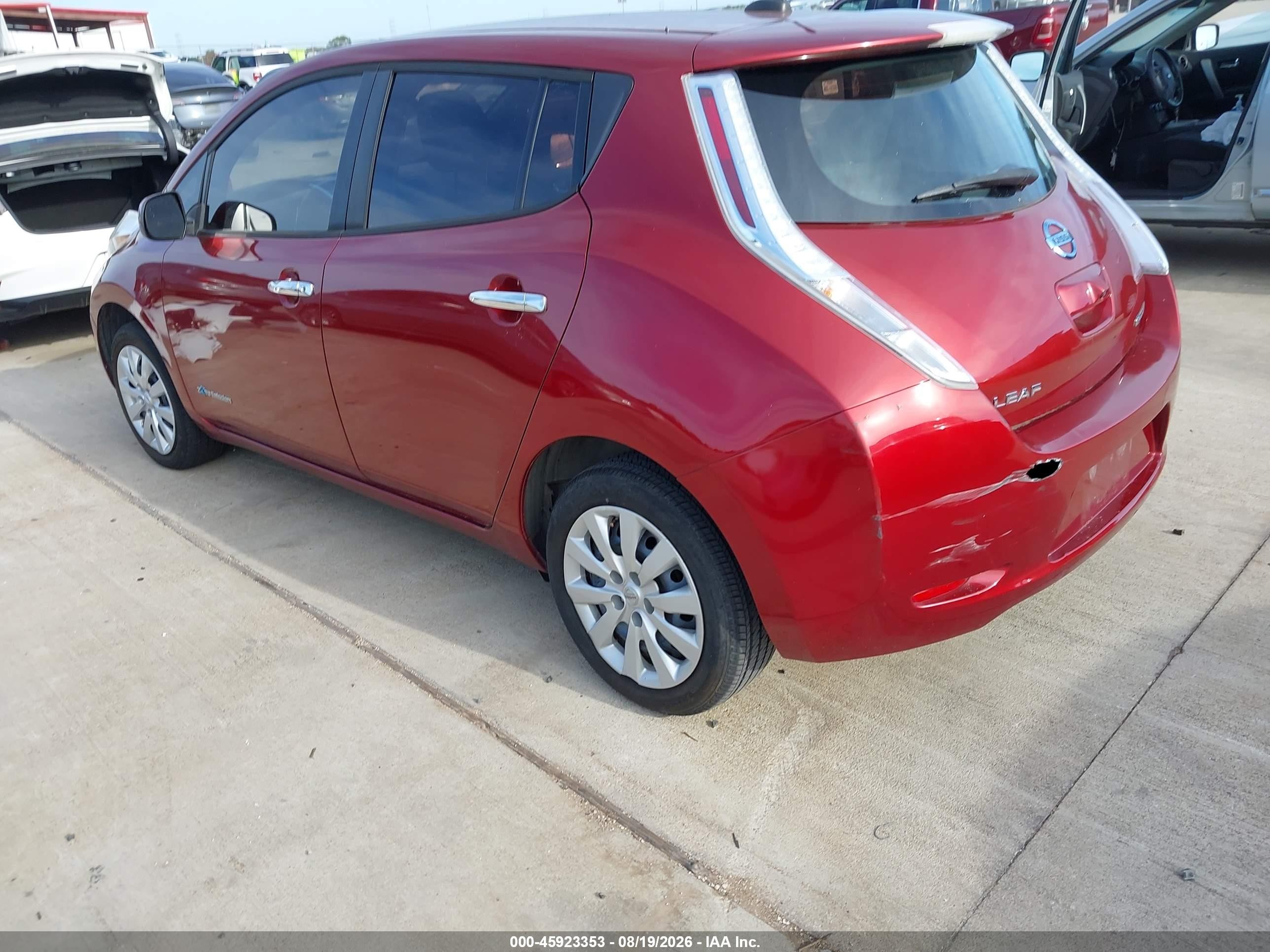 2013 Nissan Leaf S Burgundy vin: 1N4AZ0CP3DC425645
