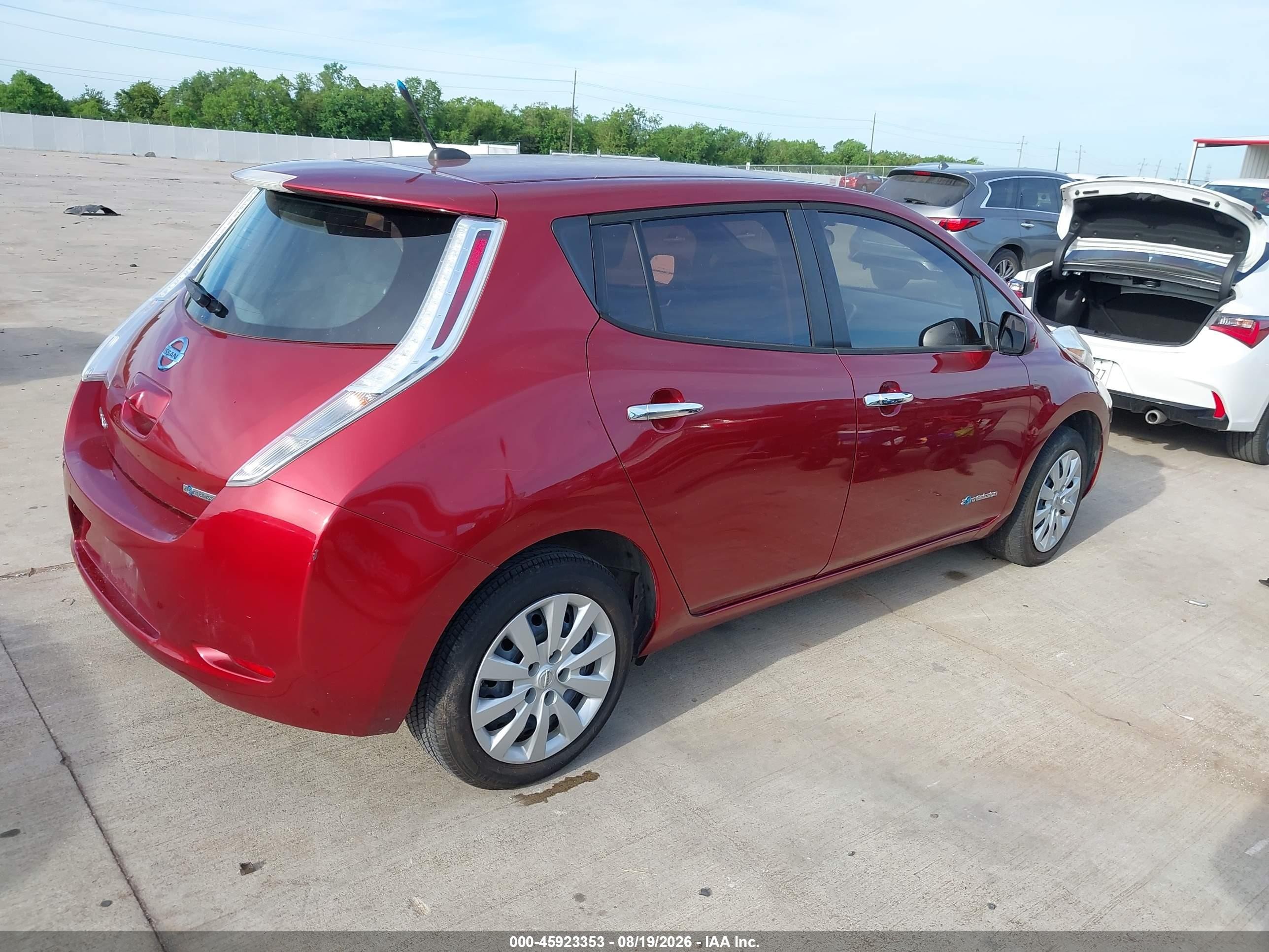 2013 Nissan Leaf S Burgundy vin: 1N4AZ0CP3DC425645