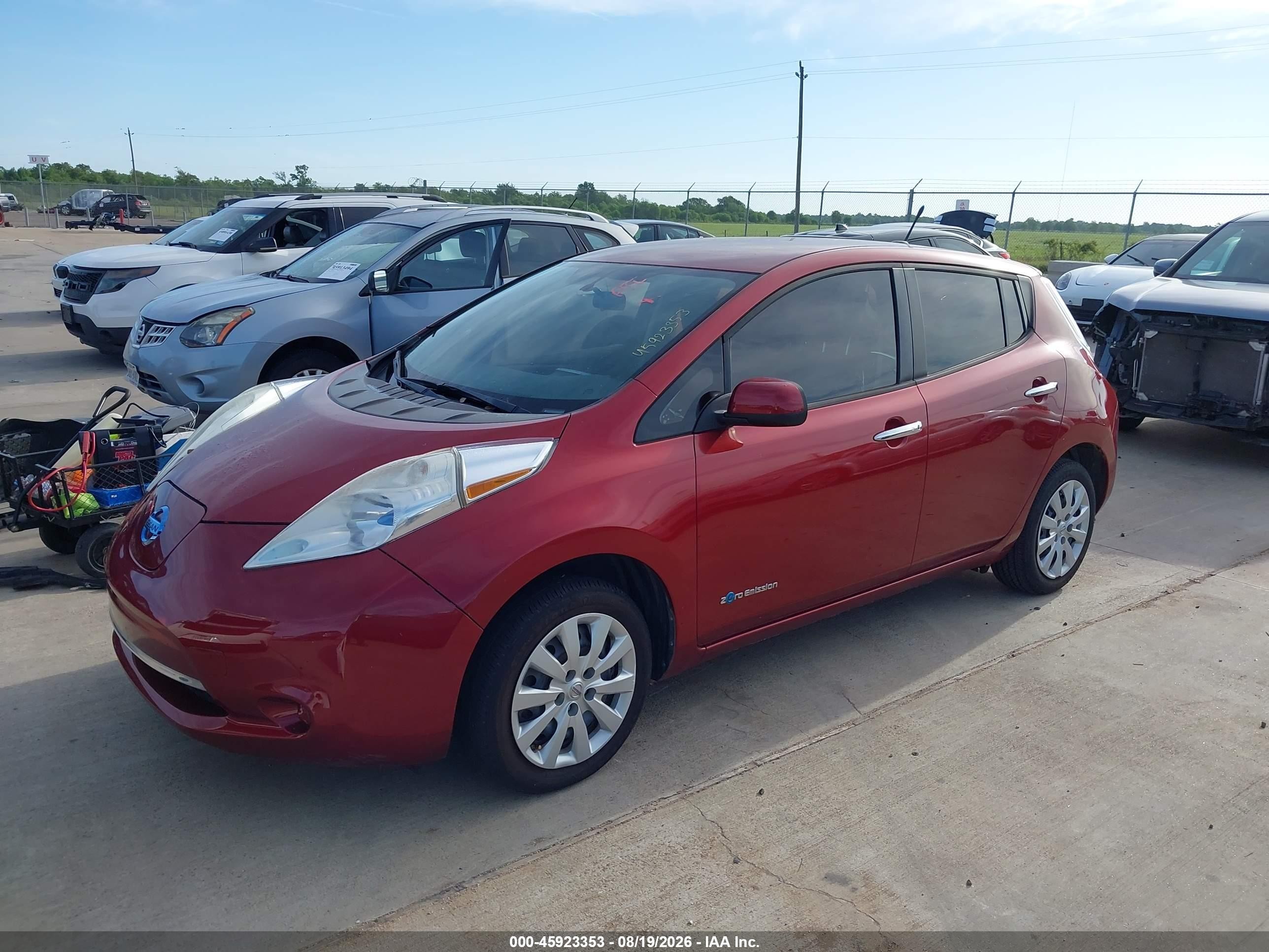 2013 Nissan Leaf S Burgundy vin: 1N4AZ0CP3DC425645
