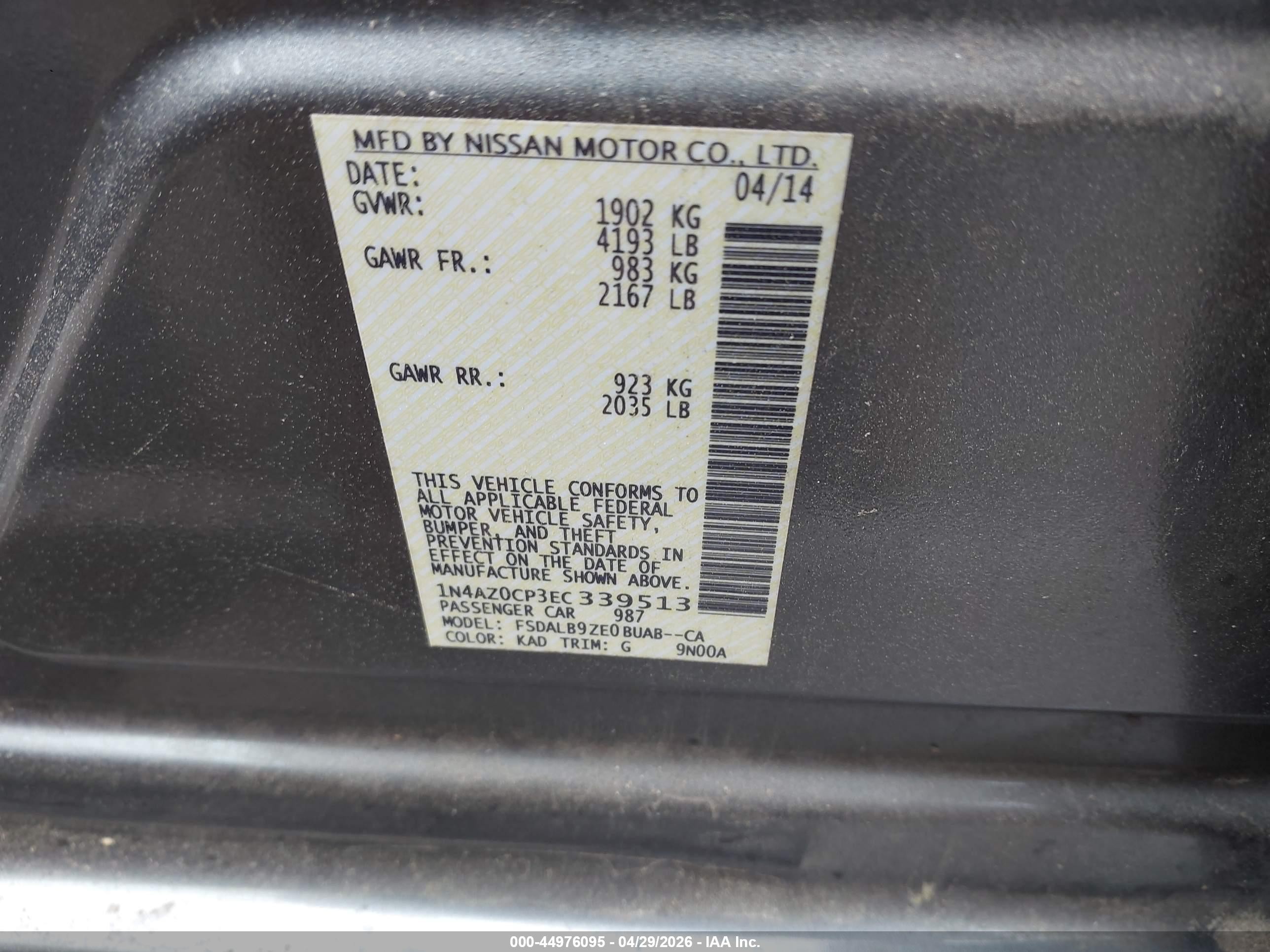 2014 Nissan Leaf S Silver vin: 1N4AZ0CP3EC339513