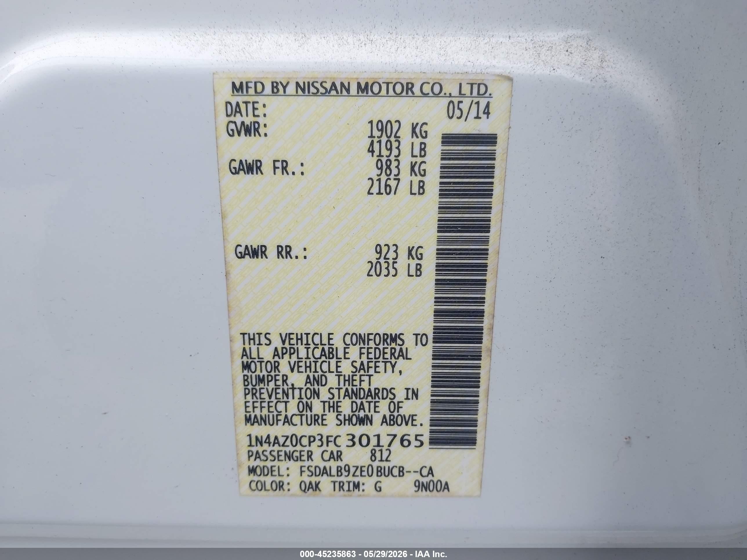 2015 Nissan Leaf S Белый vin: 1N4AZ0CP3FC301765