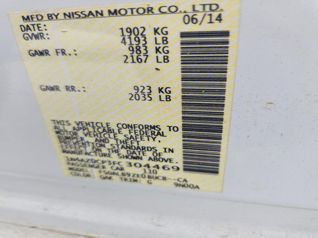 2015 Nissan Leaf S White vin: 1N4AZ0CP3FC304469