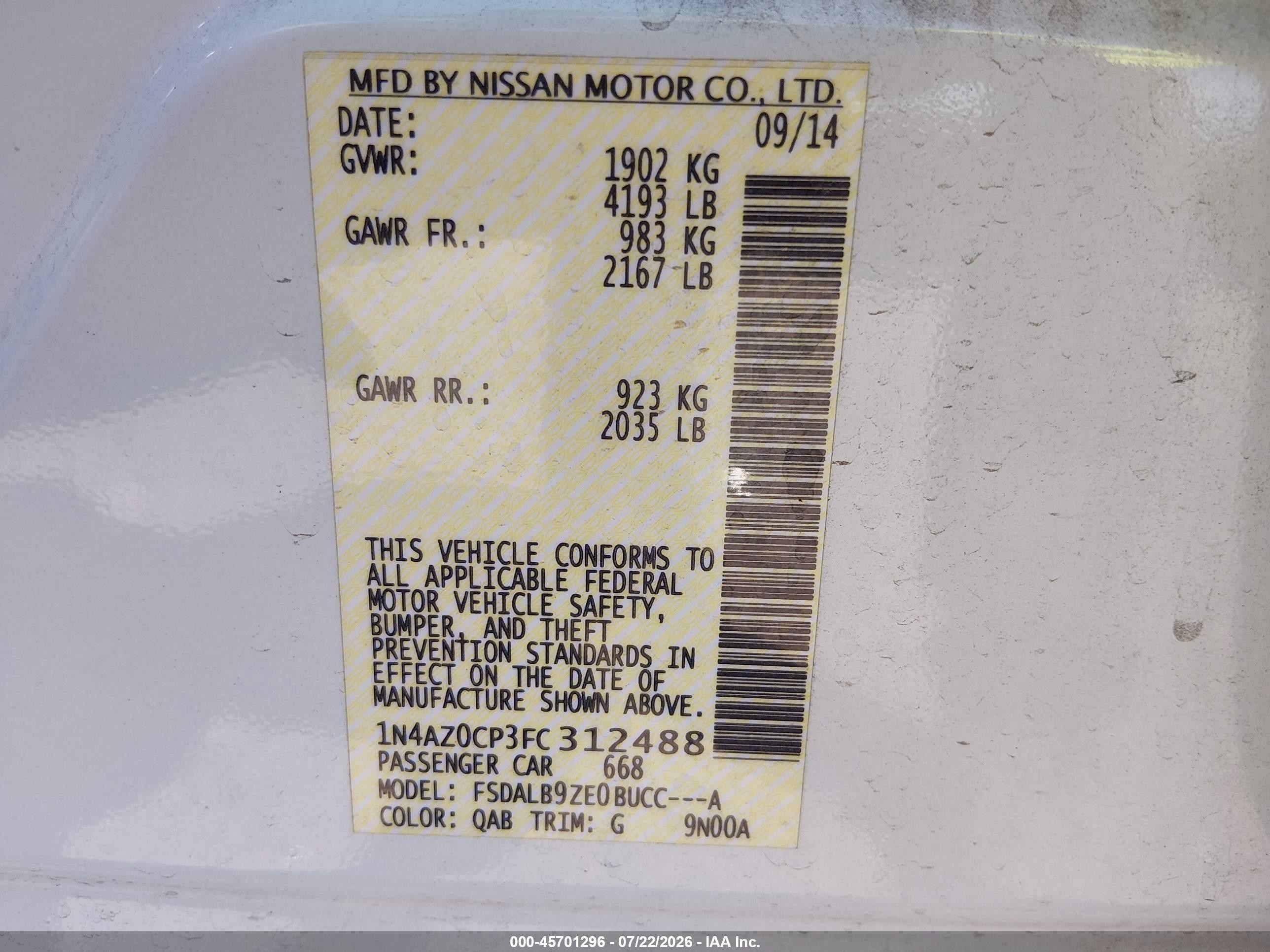 2015 Nissan Leaf S White vin: 1N4AZ0CP3FC312488