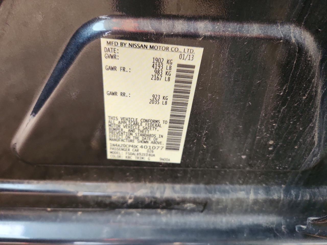2013 Nissan Leaf S Gray vin: 1N4AZ0CP4DC401077