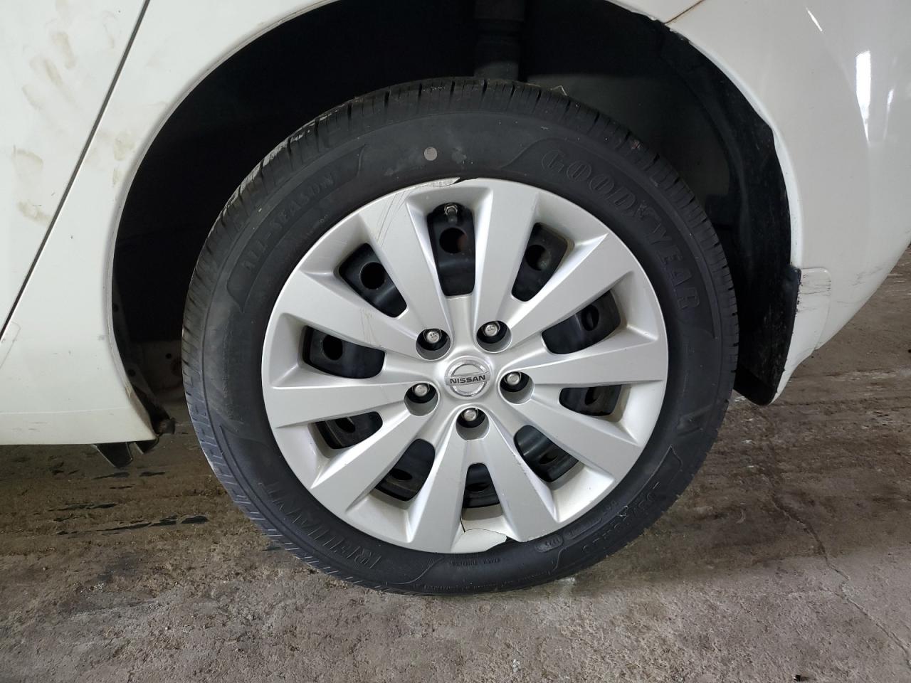 2013 Nissan Leaf S White vin: 1N4AZ0CP4DC413634 Damage: Left Rear Wheel Cover, Broken, Replacement Required