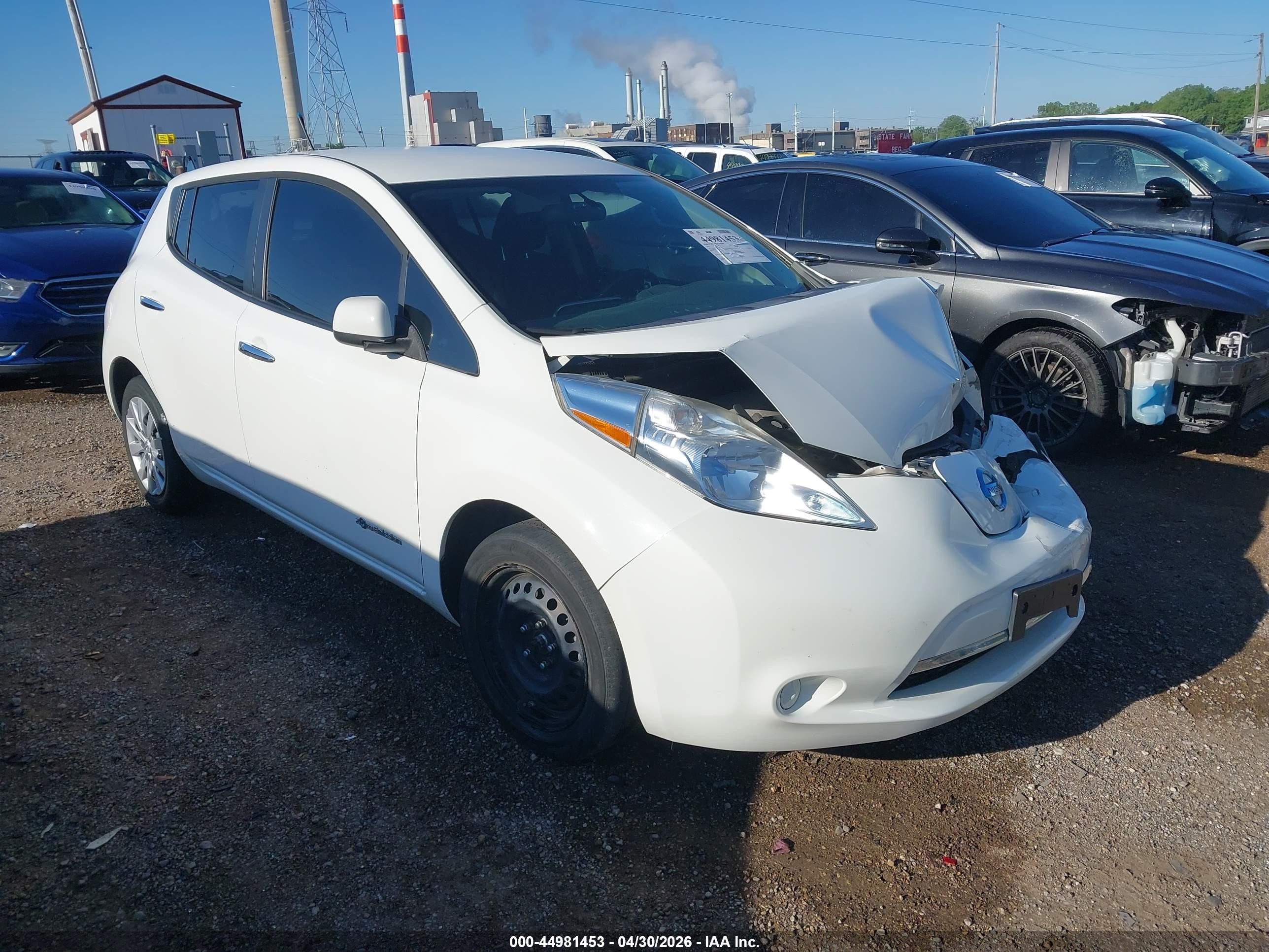 2014 Nissan Leaf S White vin: 1N4AZ0CP5EC333289