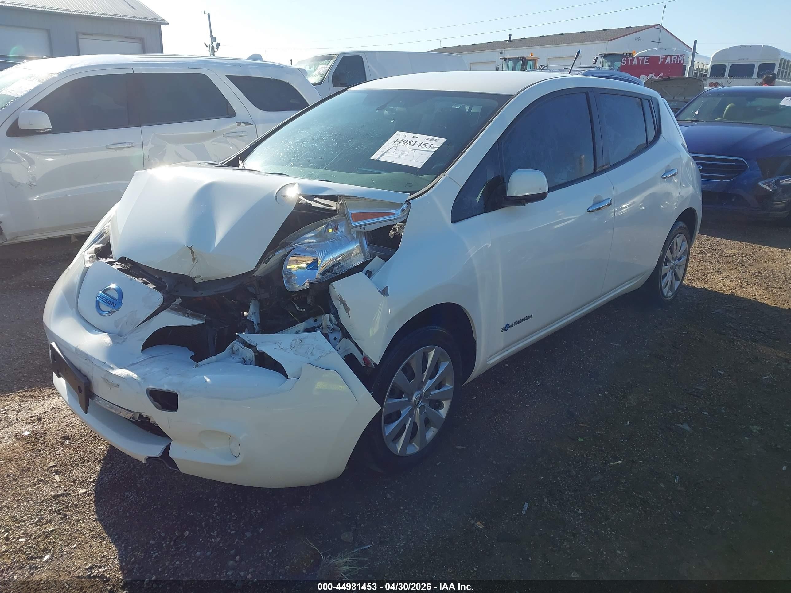 2014 Nissan Leaf S White vin: 1N4AZ0CP5EC333289