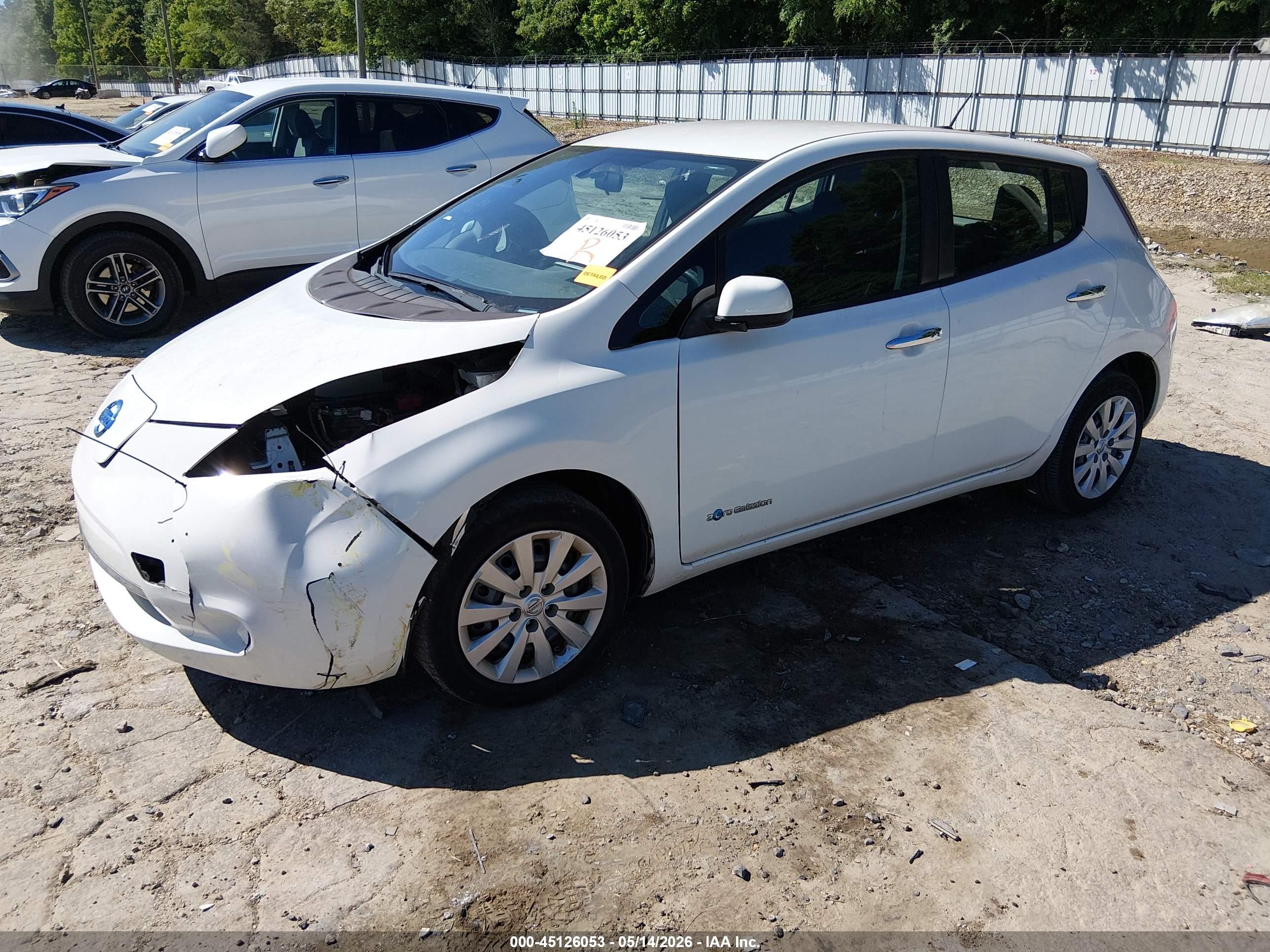 2015 Nissan Leaf S White vin: 1N4AZ0CP5FC328143