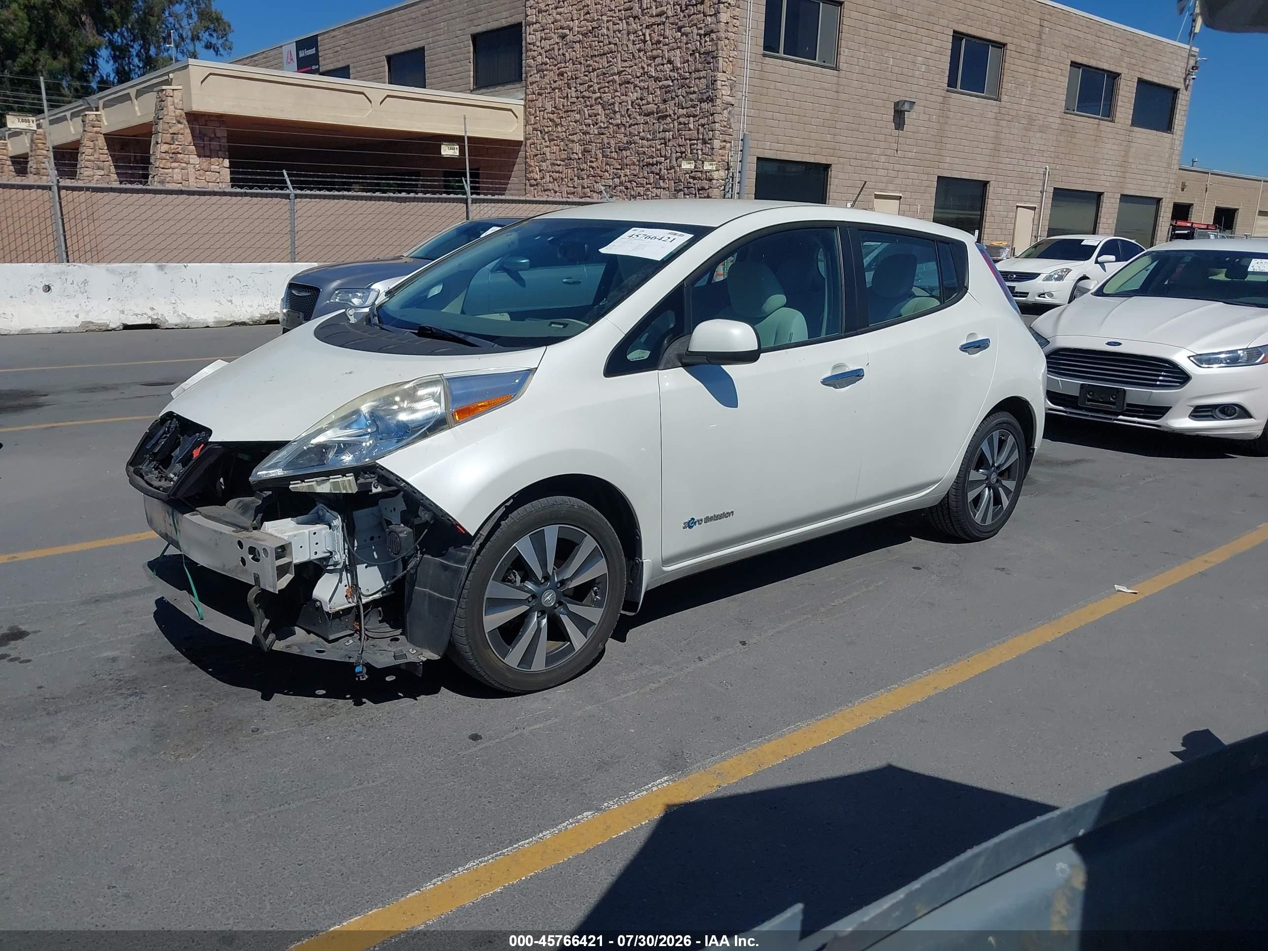 2015 Nissan Leaf S/sl/sv White vin: 1N4AZ0CP5FC332676