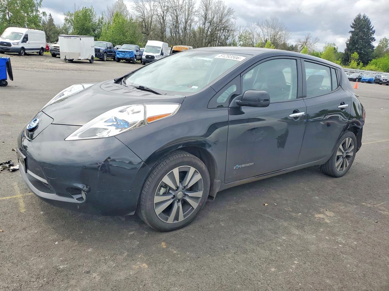 2015 Nissan Leaf S Black vin: 1N4AZ0CP6FC305955