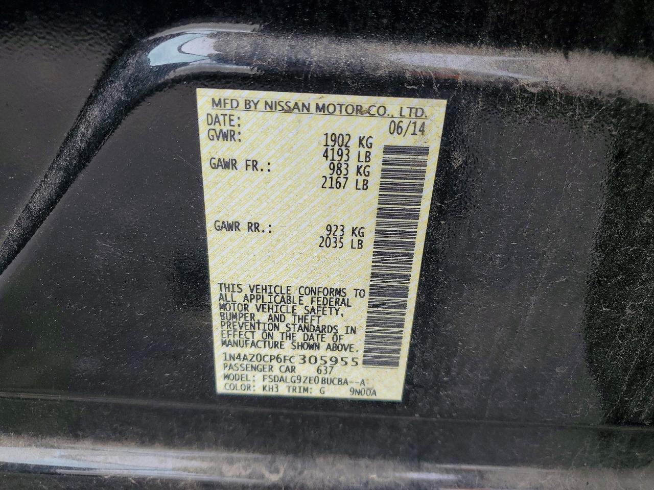 2015 Nissan Leaf S Black vin: 1N4AZ0CP6FC305955