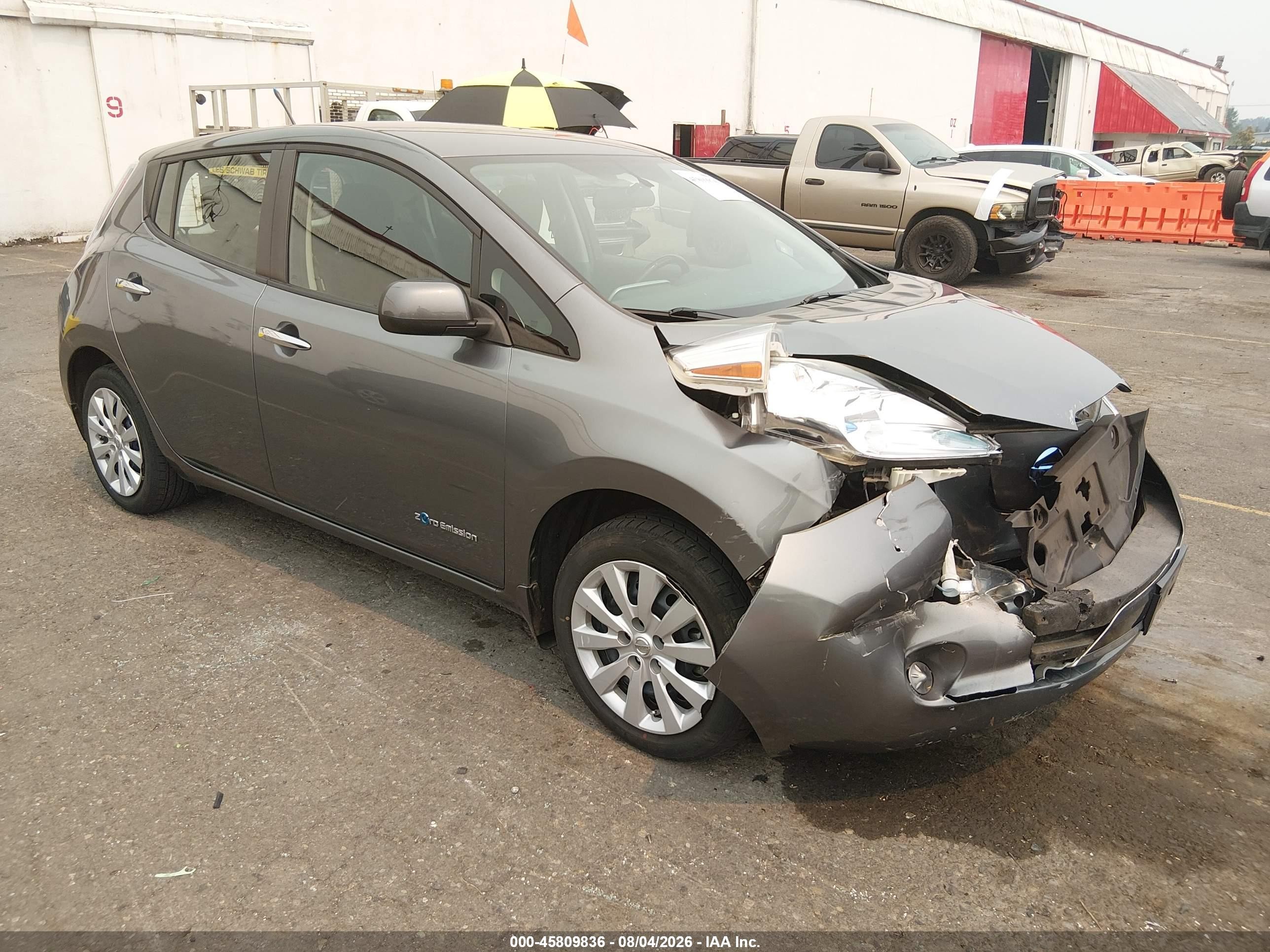2014 Nissan Leaf S/sv/sl Gray vin: 1N4AZ0CP7EC335948