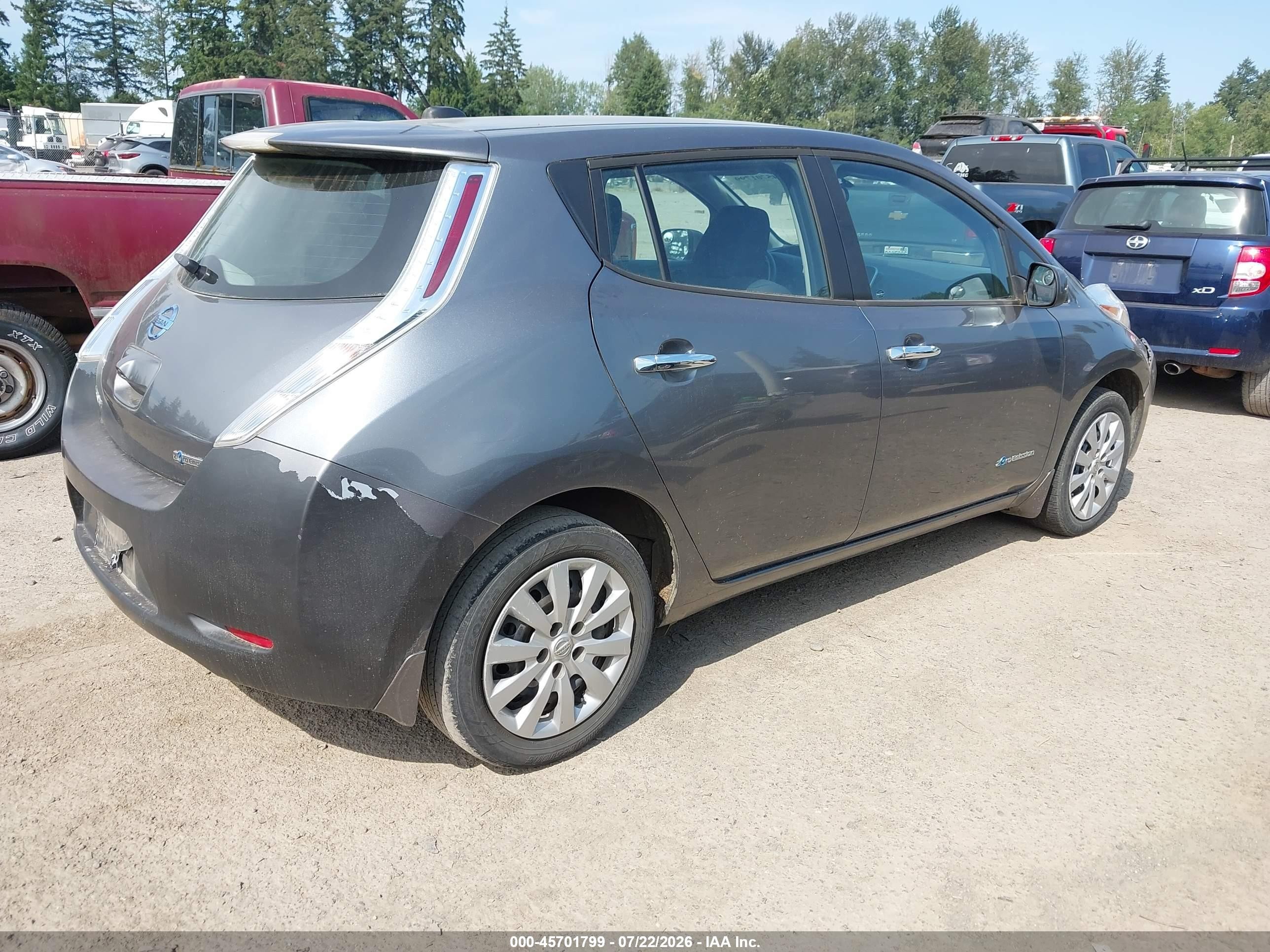 2015 Nissan Leaf S Gray vin: 1N4AZ0CP7FC309738