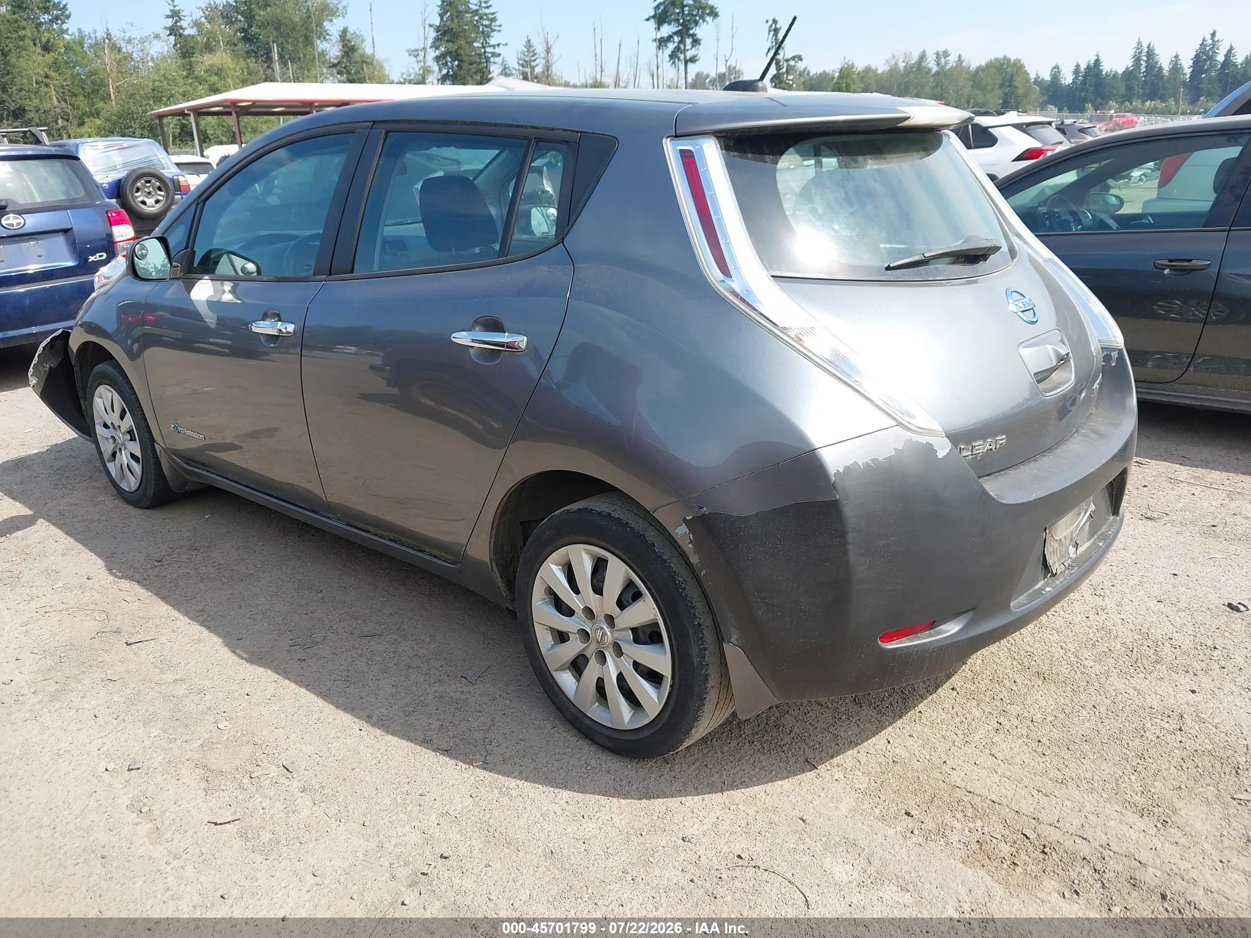 2015 Nissan Leaf S Gray vin: 1N4AZ0CP7FC309738