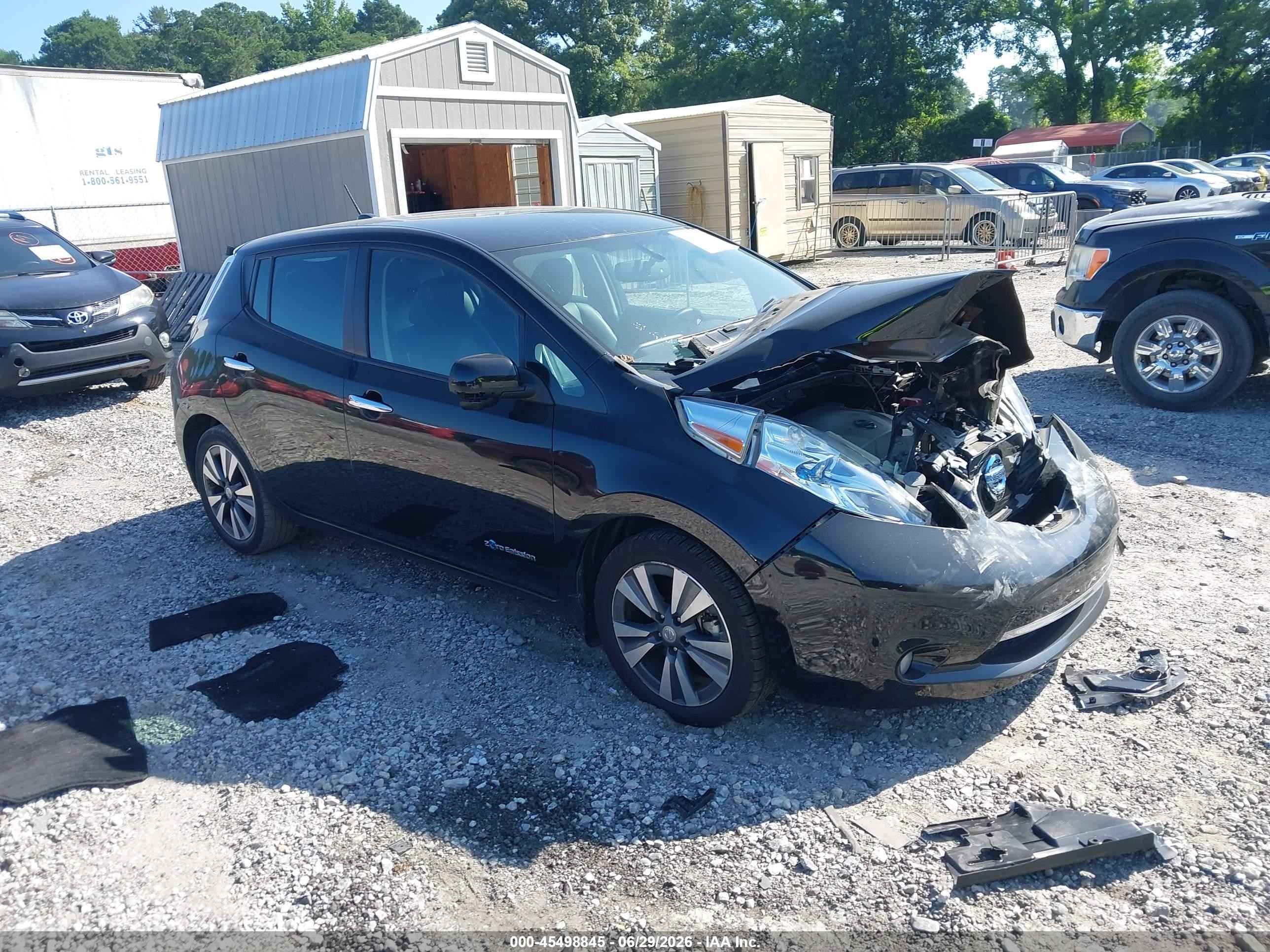 2015 Nissan Leaf Sl Black vin: 1N4AZ0CP7FC331111