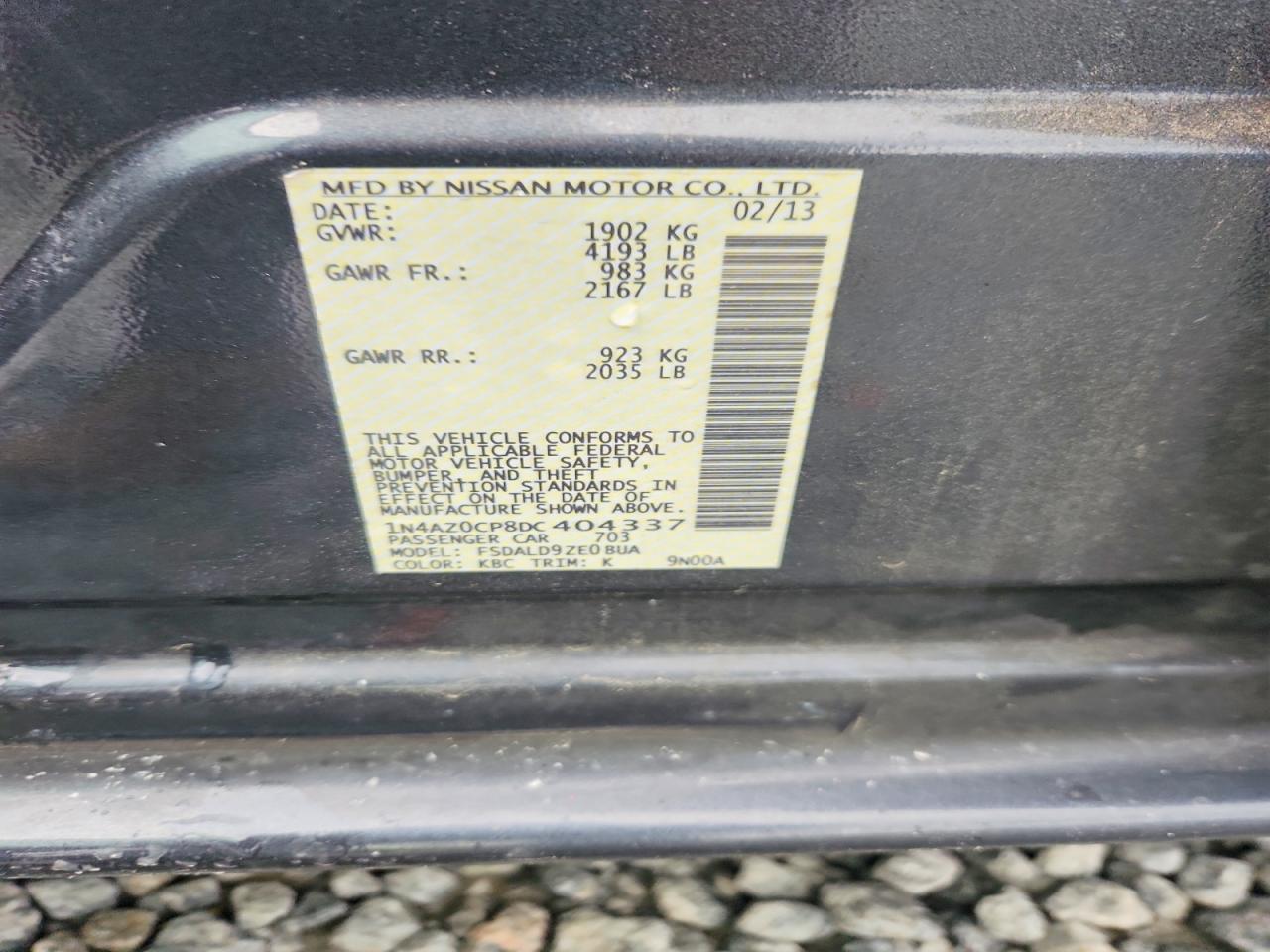 2013 Nissan Leaf S/sv/sl Gray vin: 1N4AZ0CP8DC404337