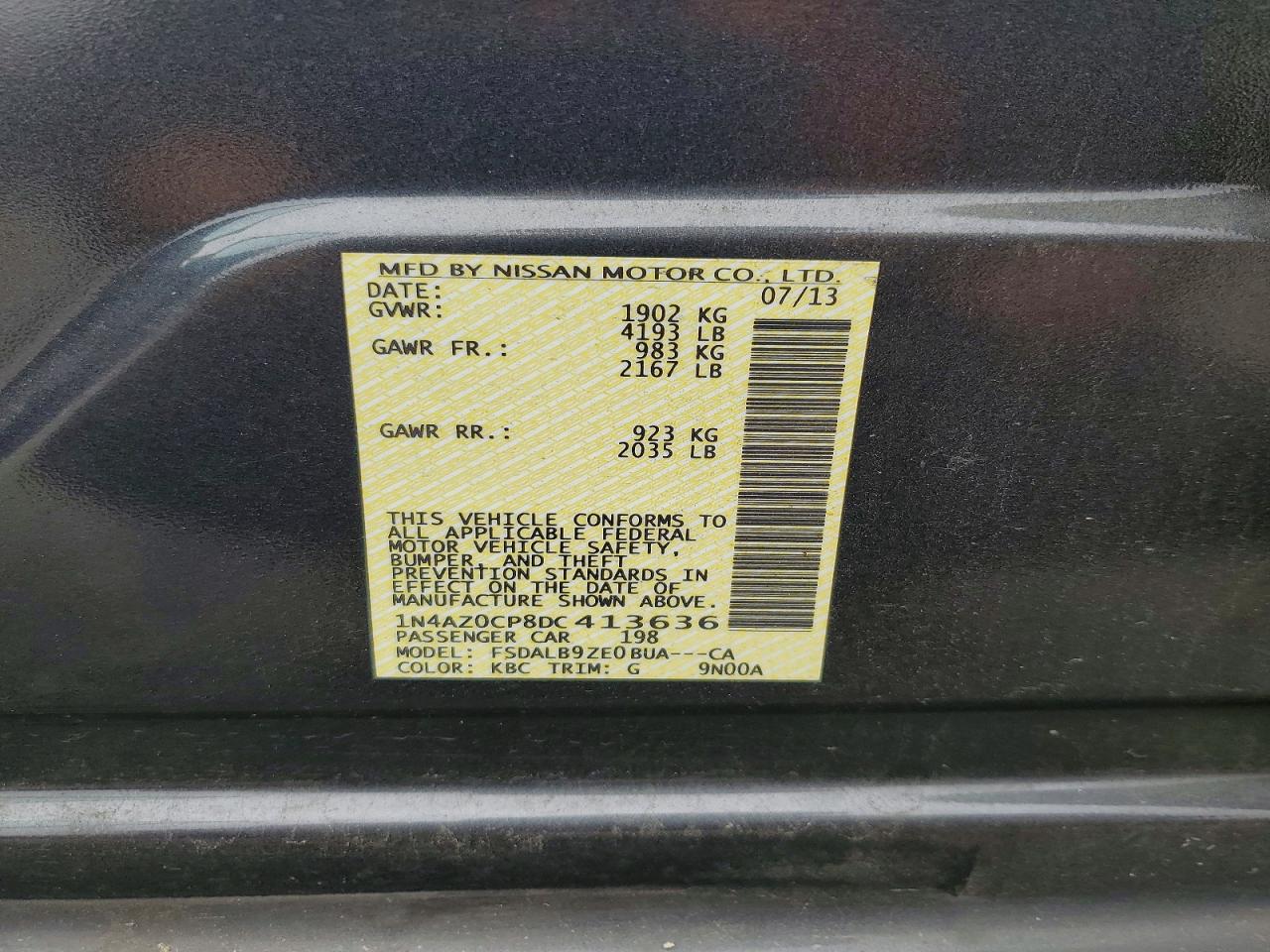 2013 Nissan Leaf S Gray vin: 1N4AZ0CP8DC413636
