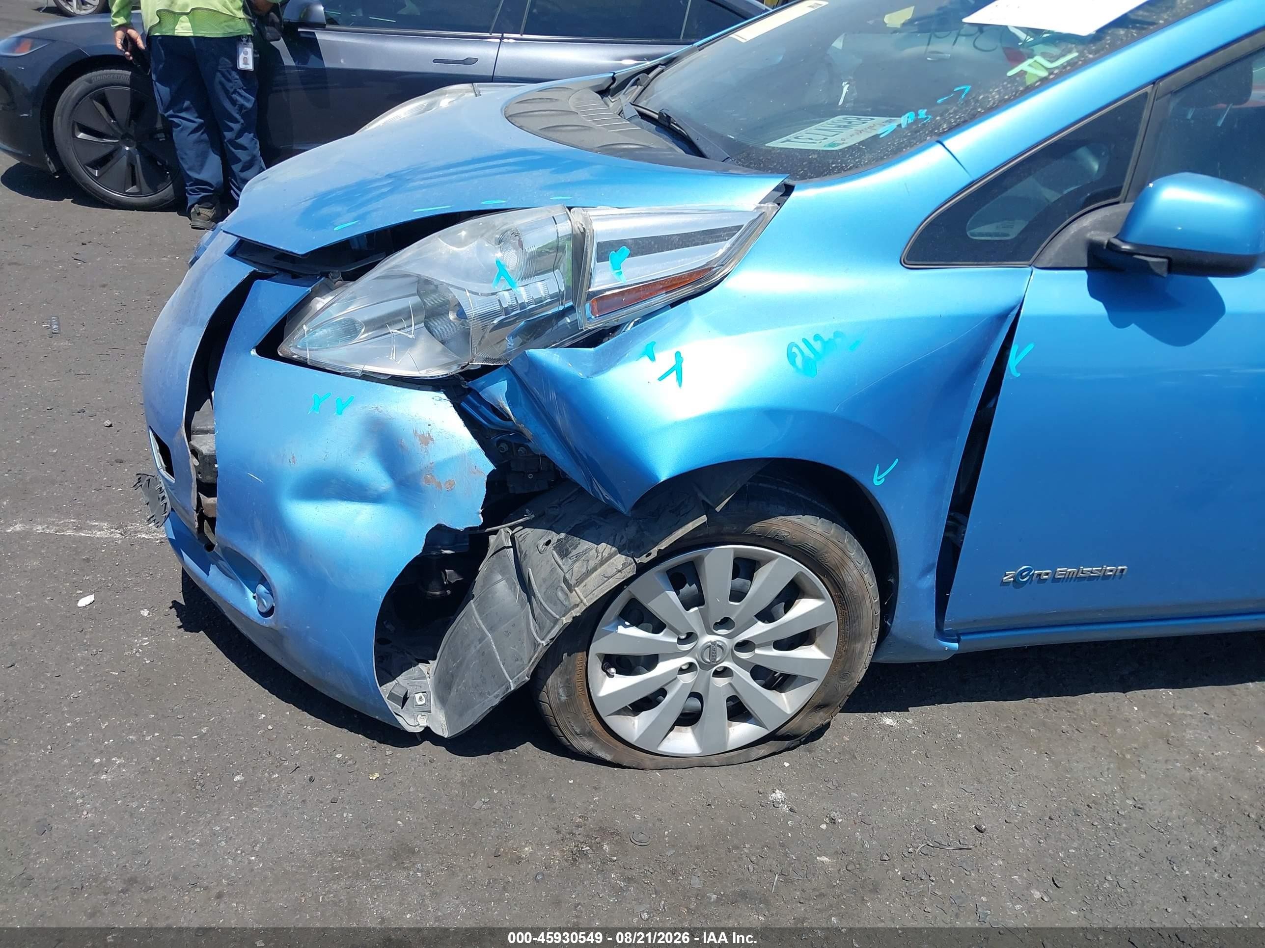 2013 Nissan Leaf S Blue vin: 1N4AZ0CP8DC416441