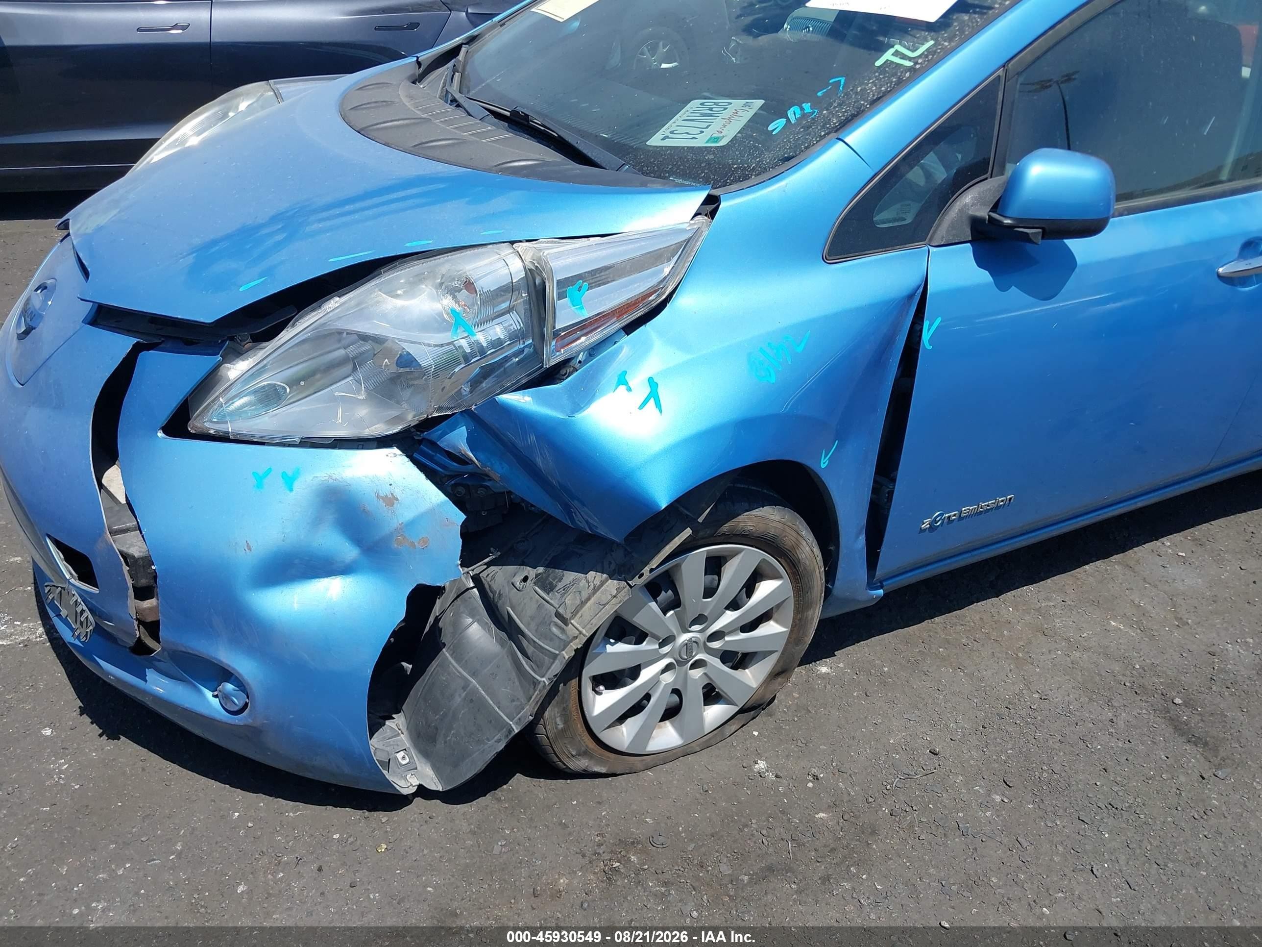 2013 Nissan Leaf S Blue vin: 1N4AZ0CP8DC416441