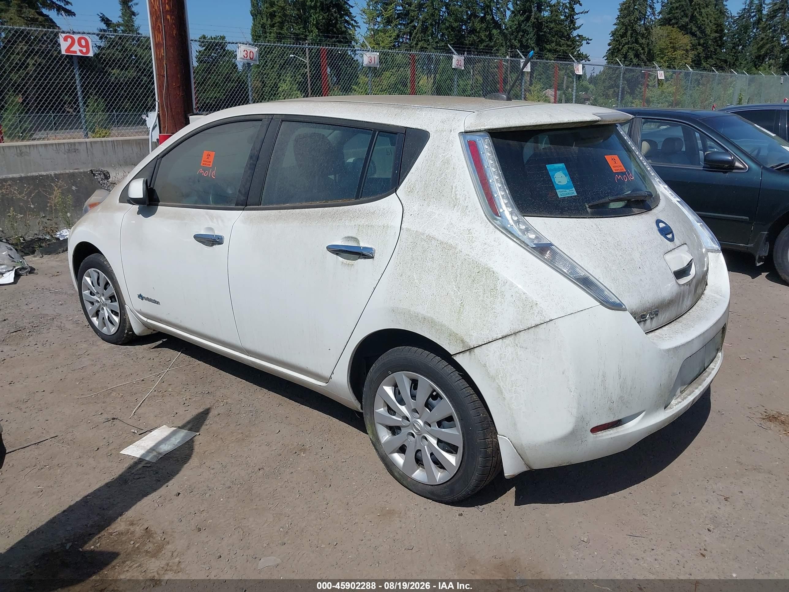 2014 Nissan Leaf S White vin: 1N4AZ0CP8EC340740