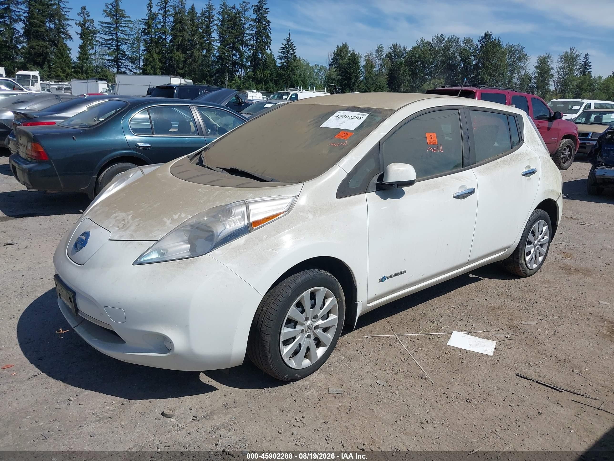 2014 Nissan Leaf S White vin: 1N4AZ0CP8EC340740