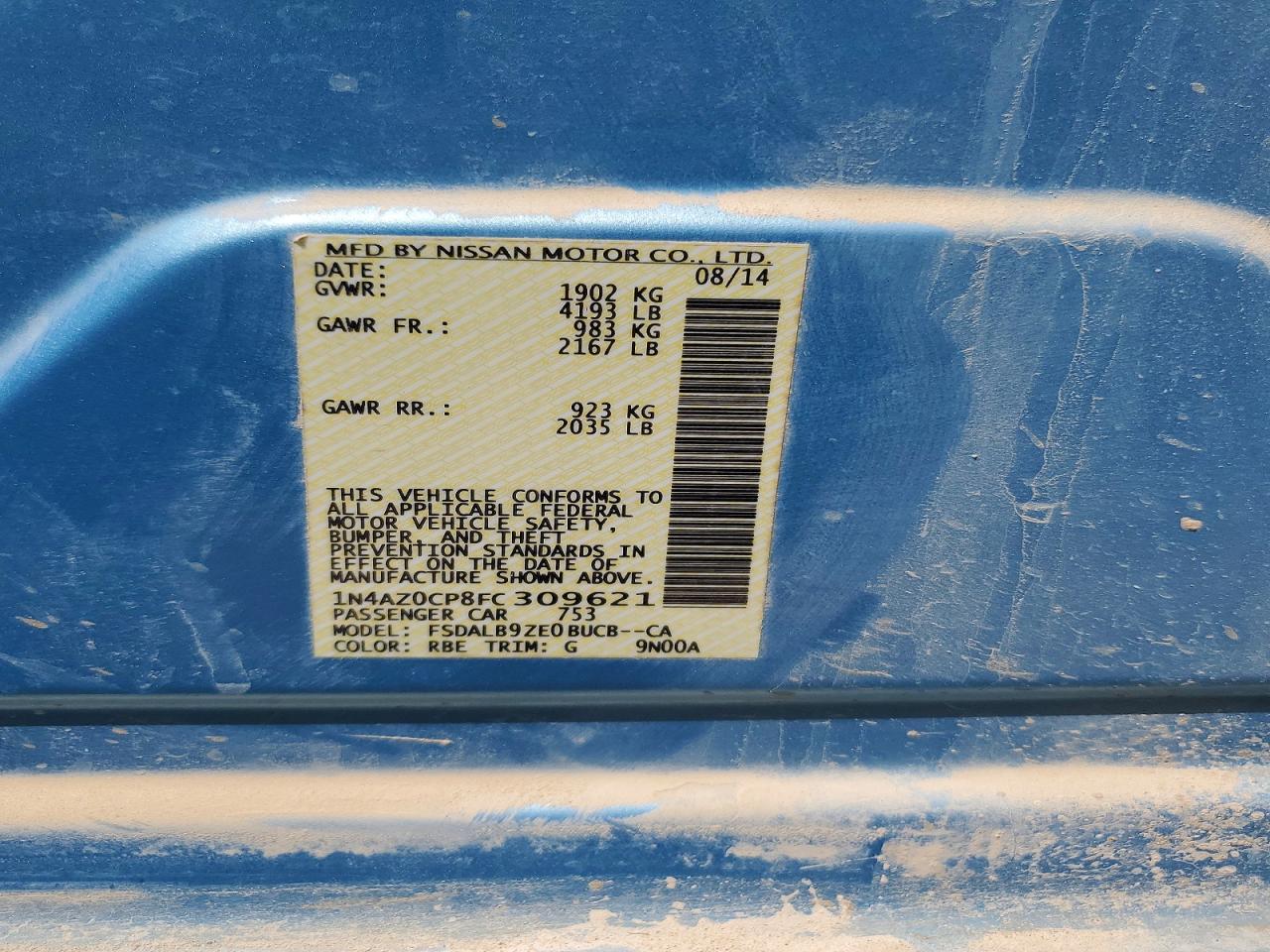 2015 Nissan Leaf S Blue vin: 1N4AZ0CP8FC309621