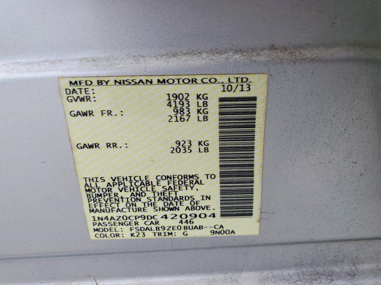 2013 Nissan Leaf S Silver vin: 1N4AZ0CP9DC420904