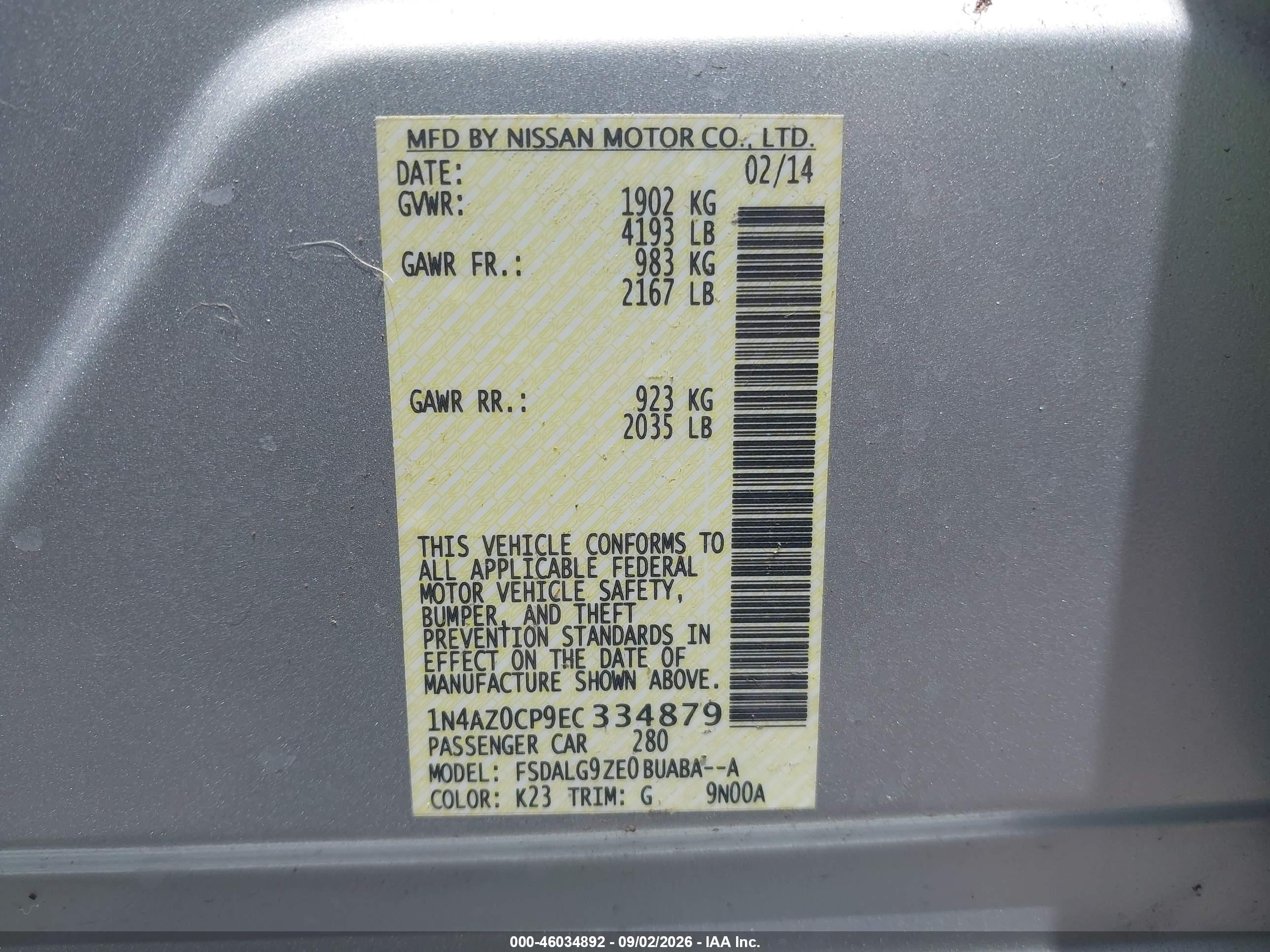 2014 Nissan Leaf Sl Silver vin: 1N4AZ0CP9EC334879