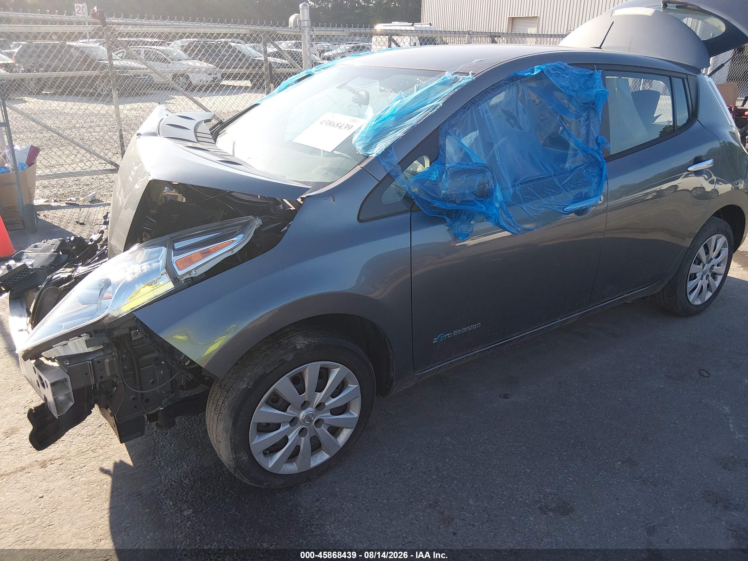 2015 Nissan Leaf S Gray vin: 1N4AZ0CP9FC321647