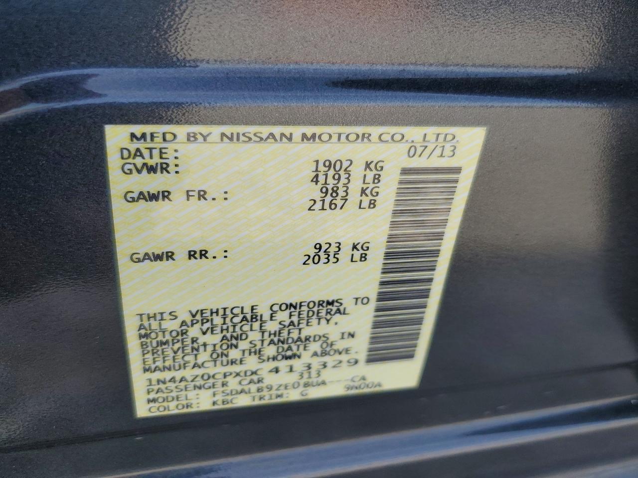 2013 Nissan Leaf S Gray vin: 1N4AZ0CPXDC413329