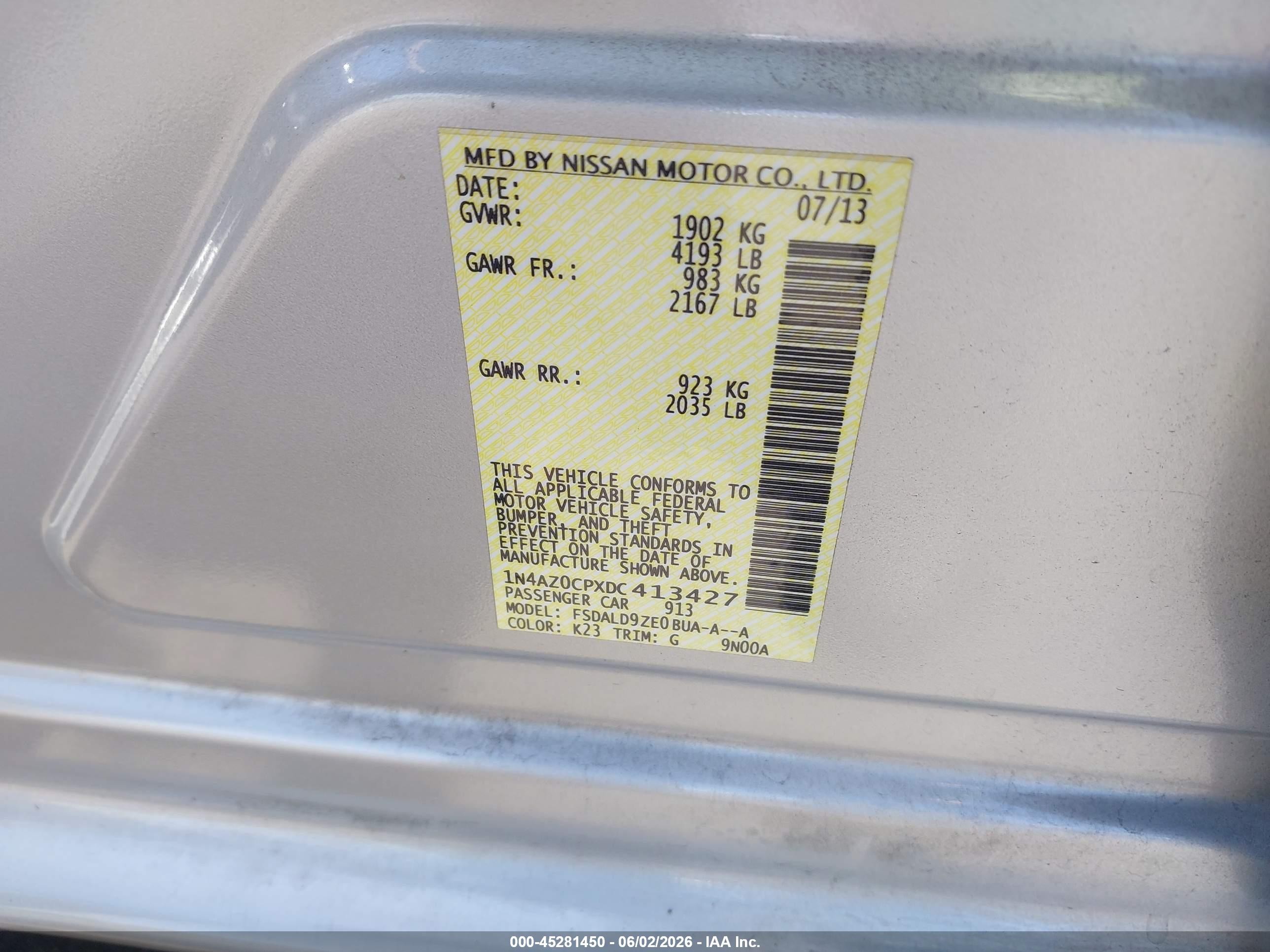 2013 Nissan Leaf Sv Silver vin: 1N4AZ0CPXDC413427