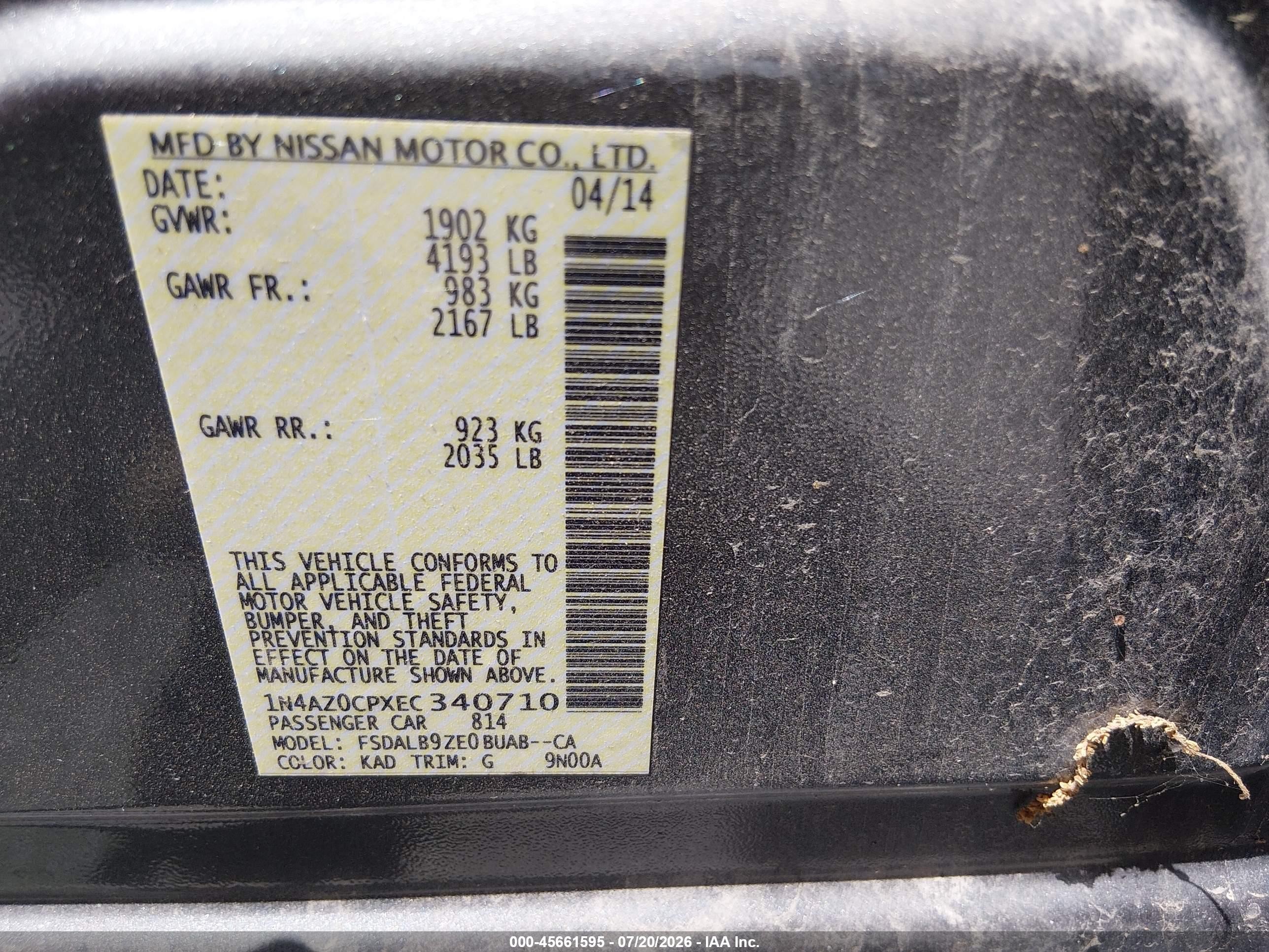 2014 Nissan Leaf S Gray vin: 1N4AZ0CPXEC340710