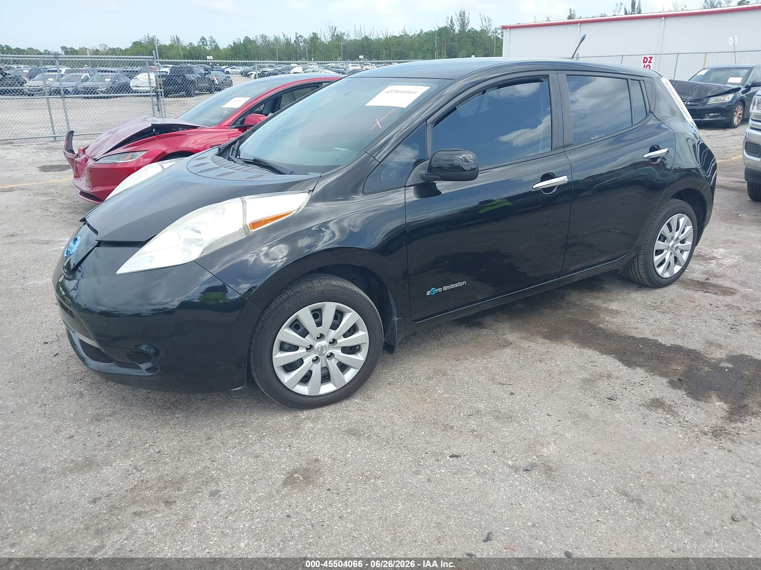 2015 Nissan Leaf S Black vin: 1N4AZ0CPXFC300810